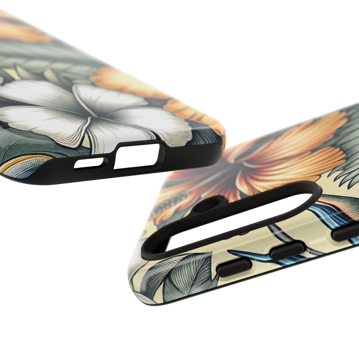 Golden Tropical Floral Design Samsung Phone Case
