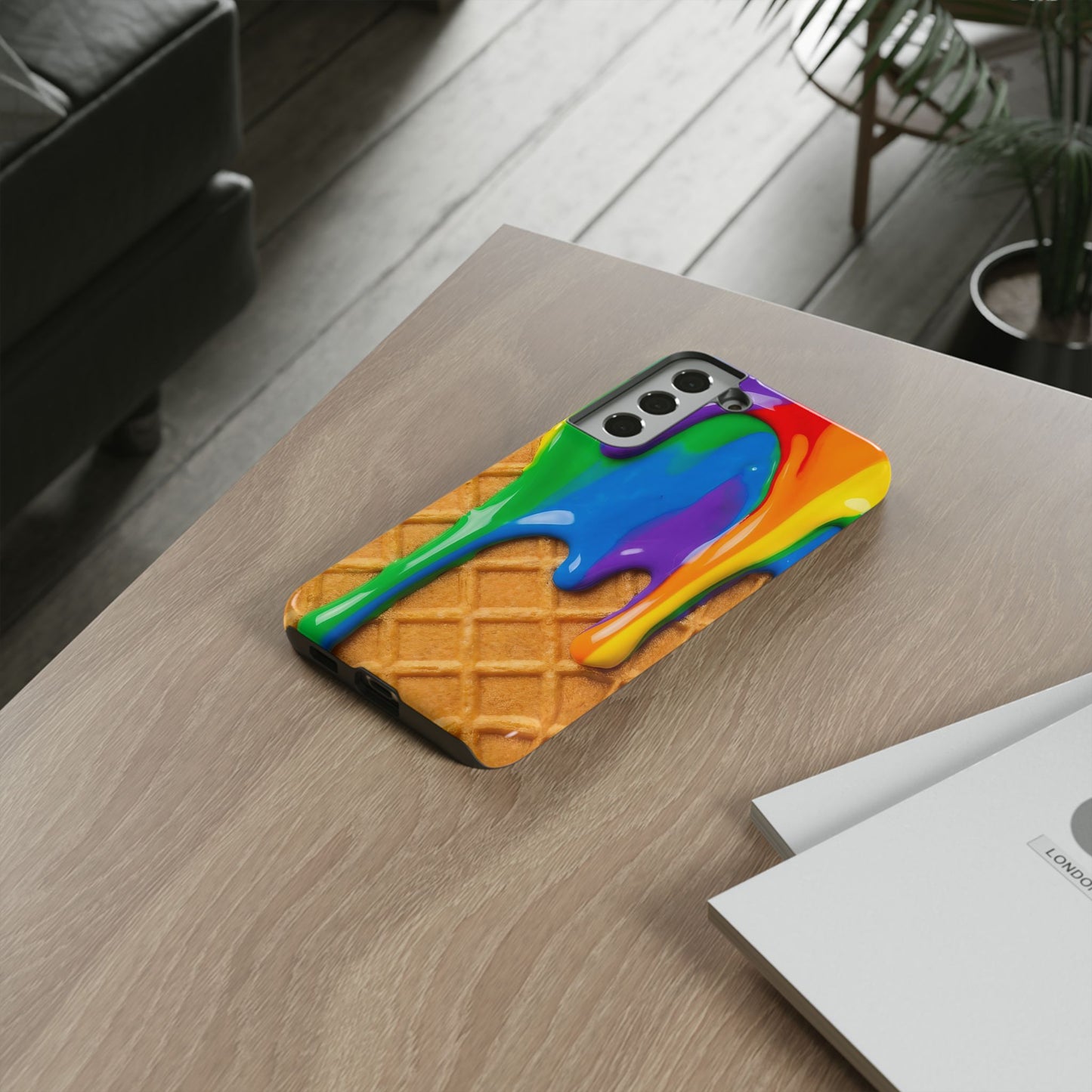 Rainbow Waffle Drip Samsung Phone Case — Tough Protective Cover