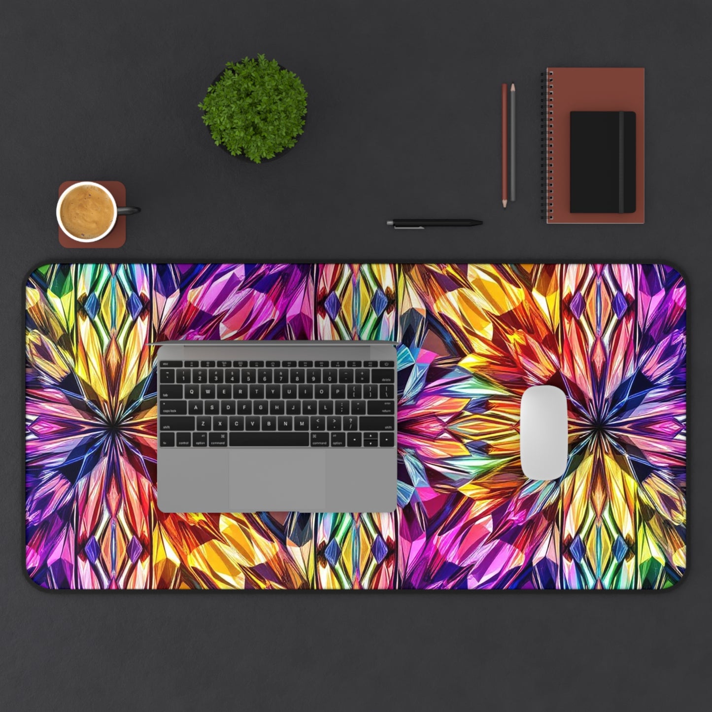 Rainbow Starbust Design Desk Mat