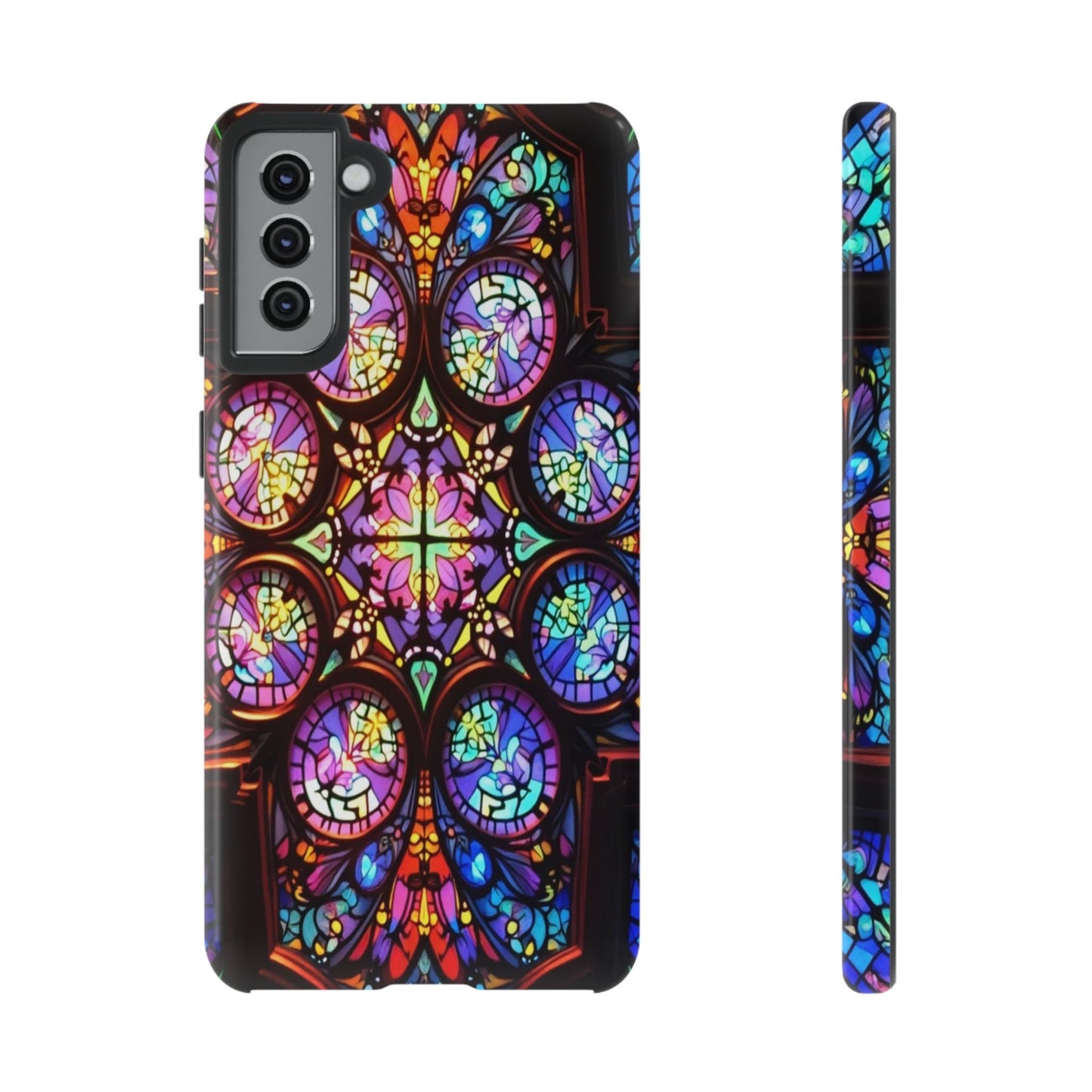 Colorful Hypnotic Stain Glass Samsung Galaxy phone case with vibrant stained glass design and durable protection