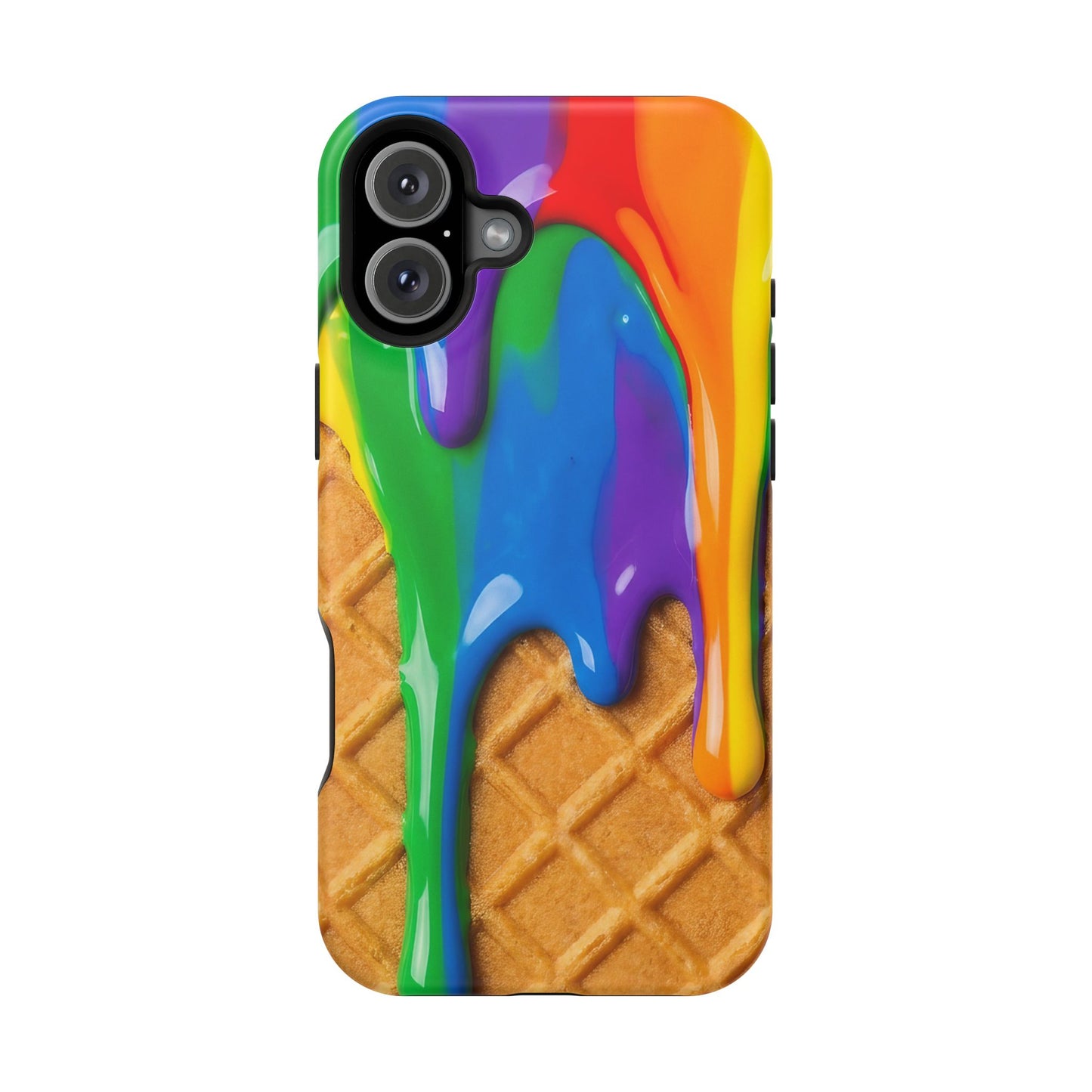 Waffle Rainbow Drip iPhone Case MagSafe Tough Protective Colorful Phone Case
