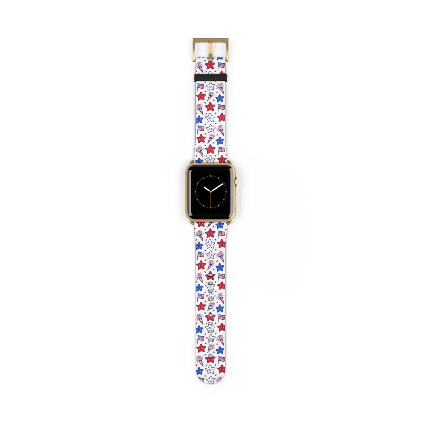 Kawaii 4th of July Apple Watch Band – Cute Patriotic Faux Leather Strap for Apple Watch Series 1–9, SE & Ultra