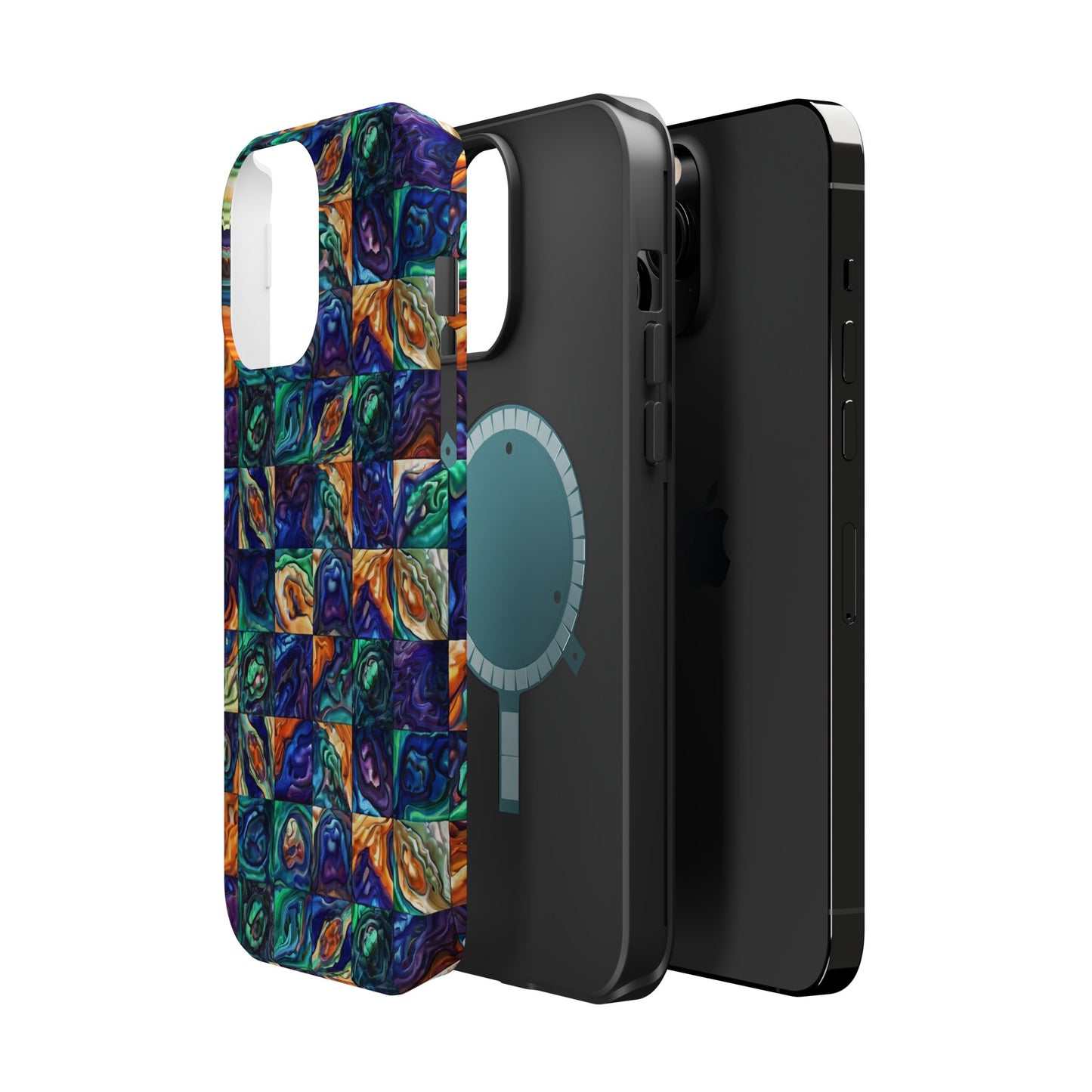 Abstract Purple & Green Seascape Magnetic Impact-Resistant iPhone Case