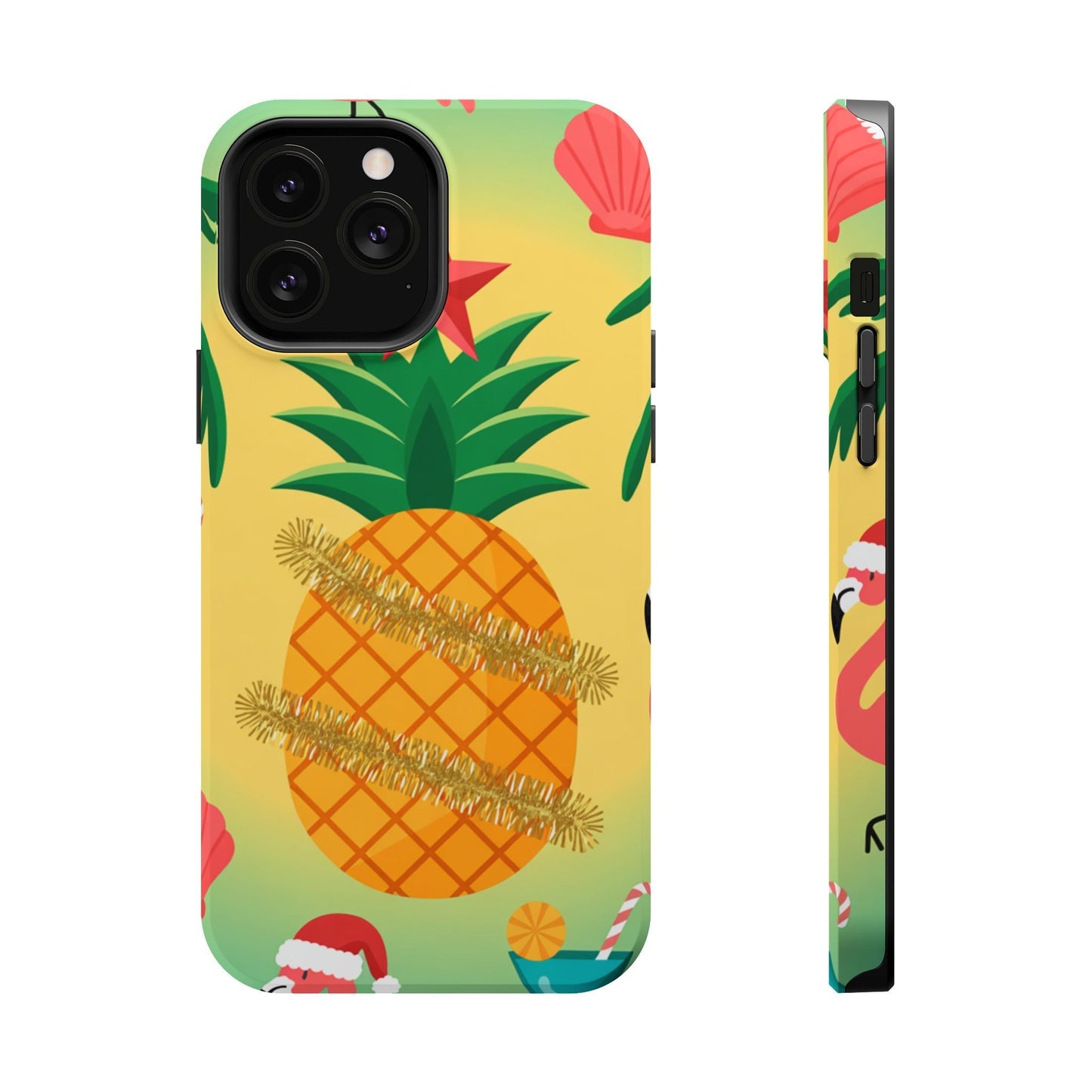 iPhone case with festive pineapple Christmas design and MagSafe compatibility