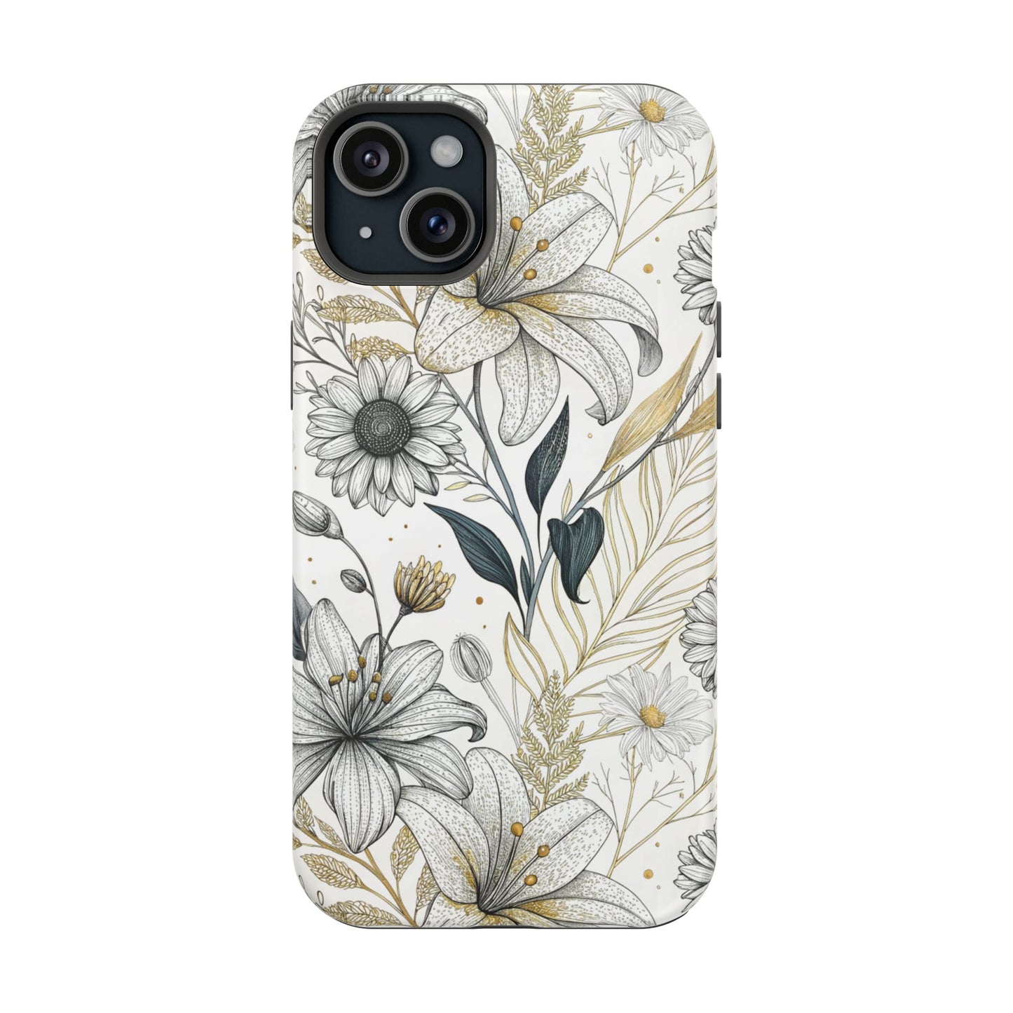 Golden Leaf Flower iPhone Case – Stylish Durable Protection with MagSafe®