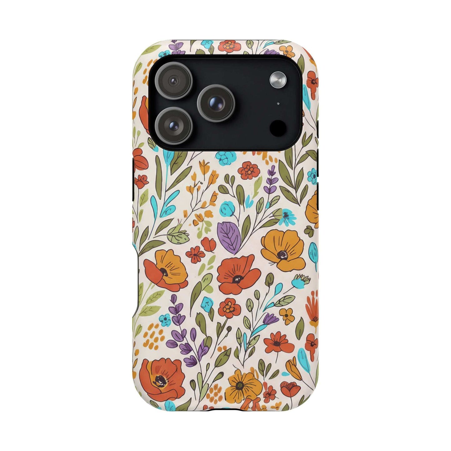 Floral Drawing iPhone Case — Magnetic Impact-Resistant Phone Cover