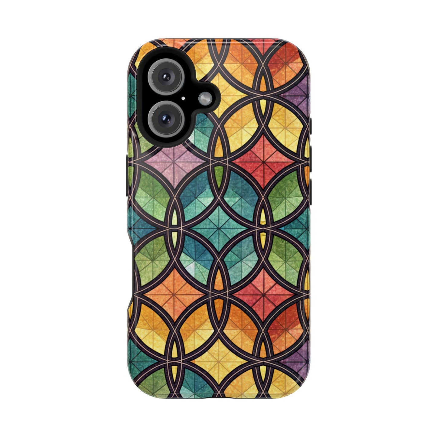 Rainbow Stain Glass iPhone Case – Durable MagSafe® Tough Phone Cover with Colorful Artistic Design