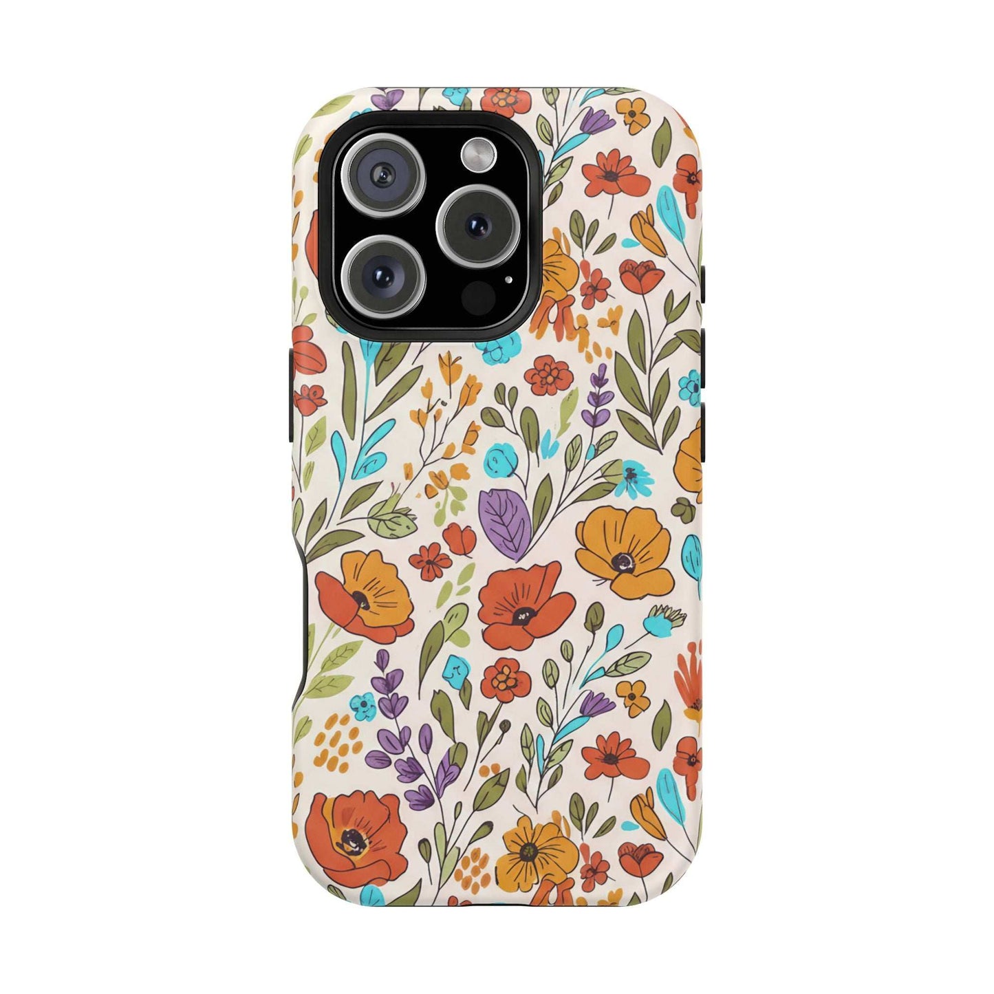 Floral Drawing iPhone Case — Magnetic Impact-Resistant Phone Cover