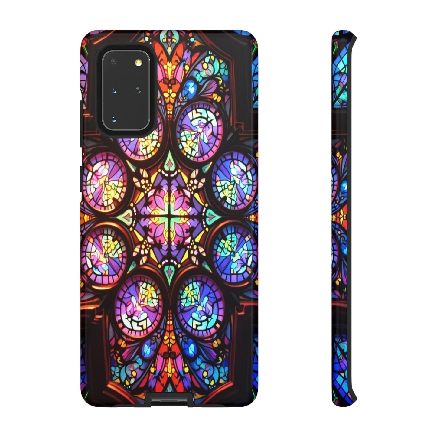 Colorful Hypnotic Stain Glass Samsung Galaxy phone case with vibrant stained glass design and durable protection