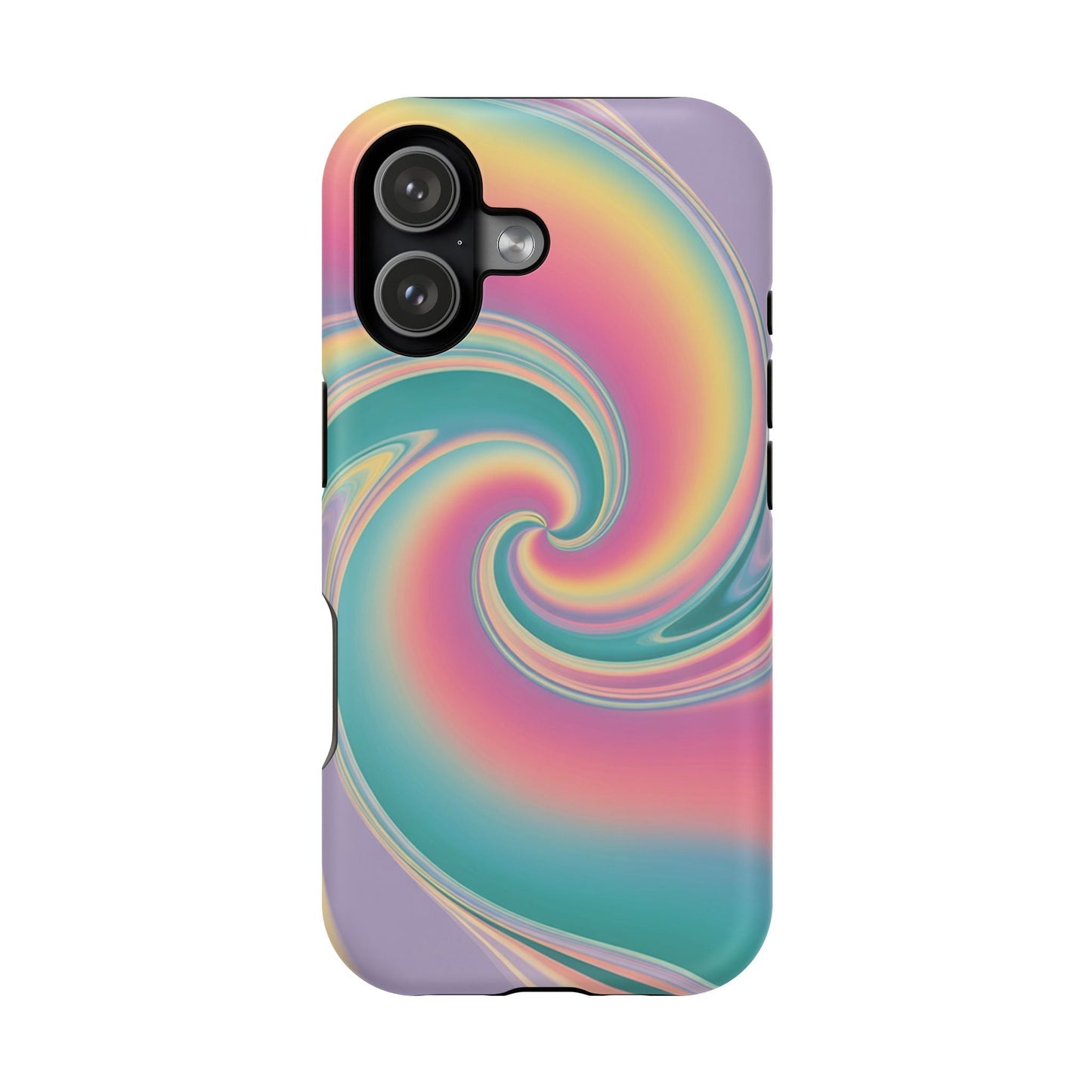 Vibrant Cotton Candy iPhone tough case with pastel swirl design and durable protective cover