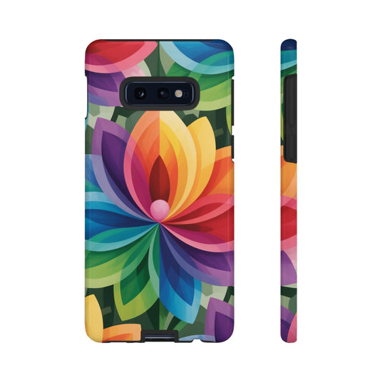 Colorful Rainbow Flower Phone Case with durable protective cover for Samsung featuring vibrant floral design