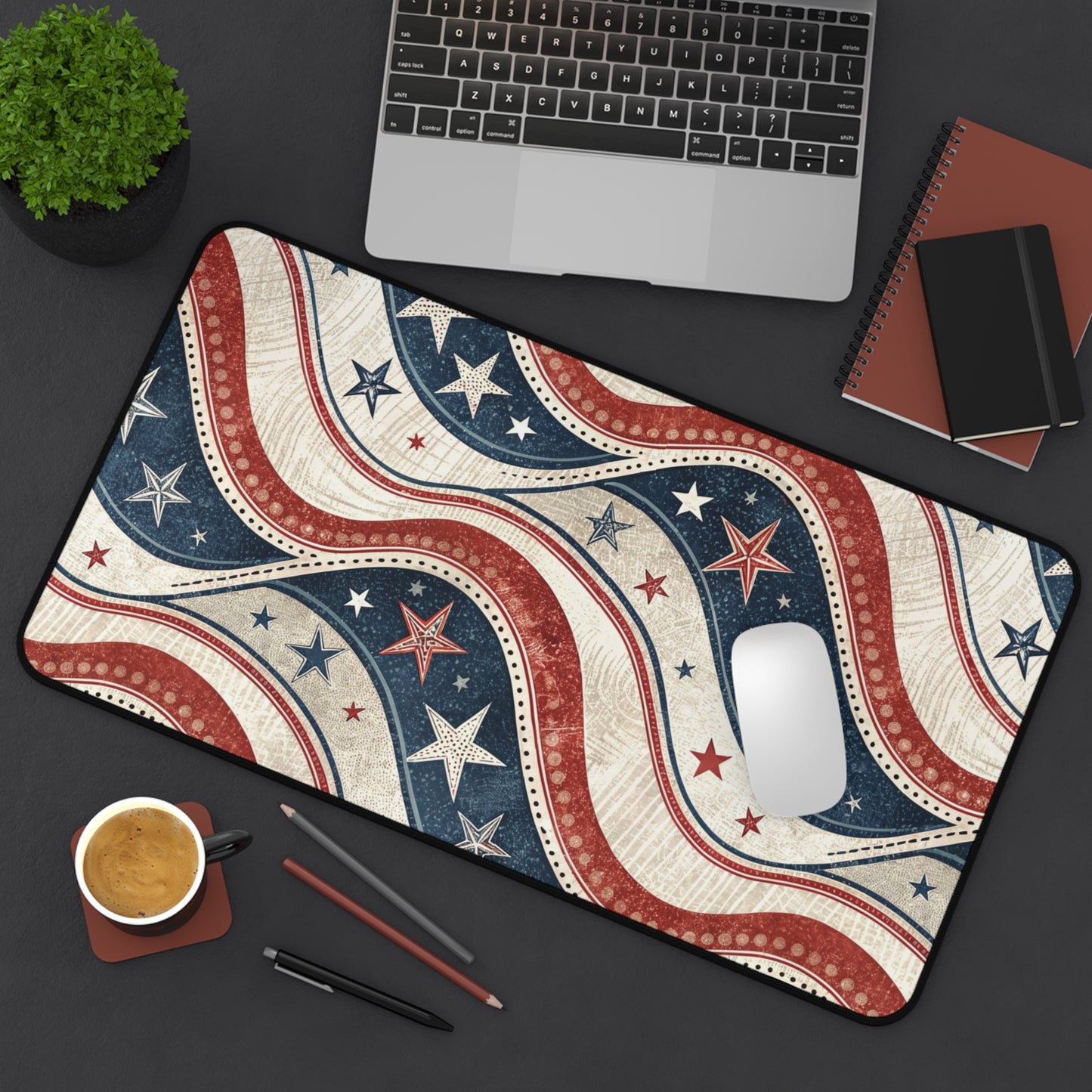 Desk Mat Vintage Patriotic Ribbon Design
