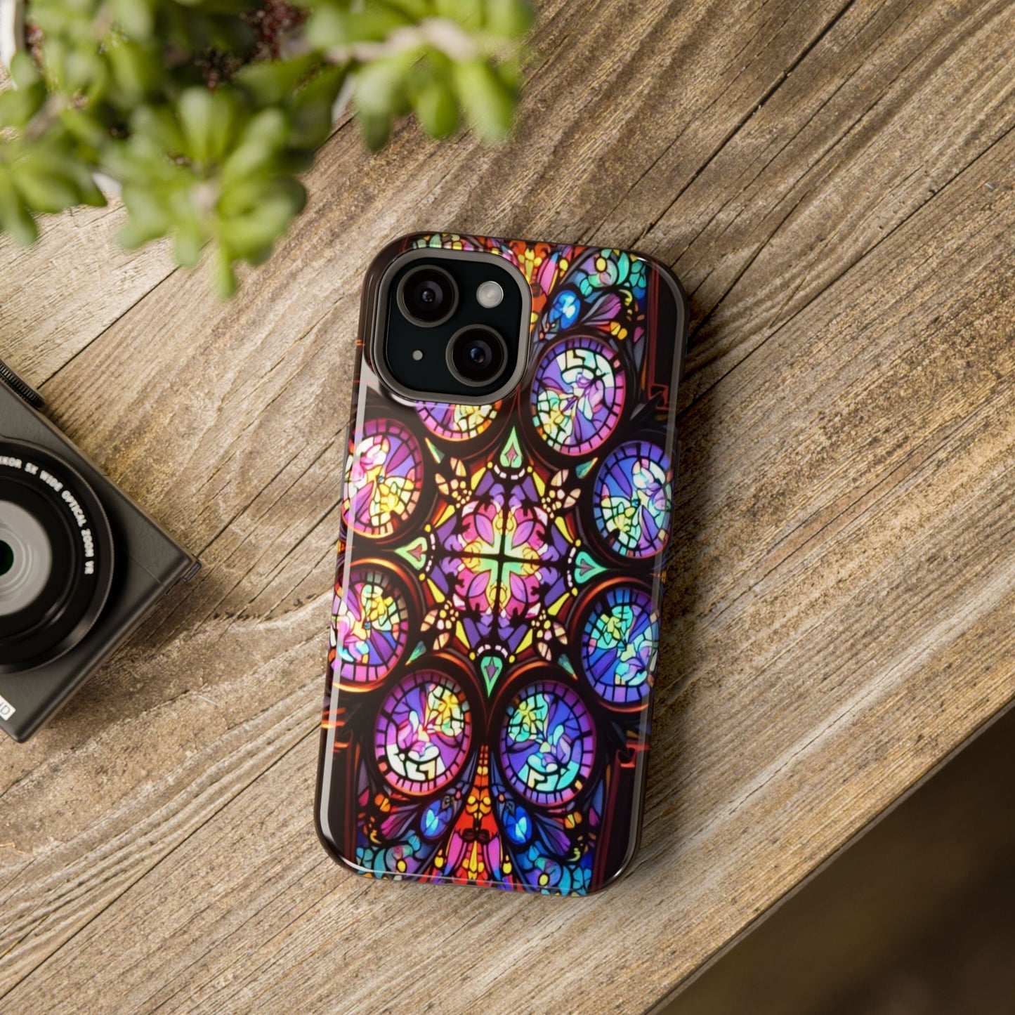 Colorful Hypnotic Stain Glass iPhone tough case with vibrant stained-glass design and durable protection