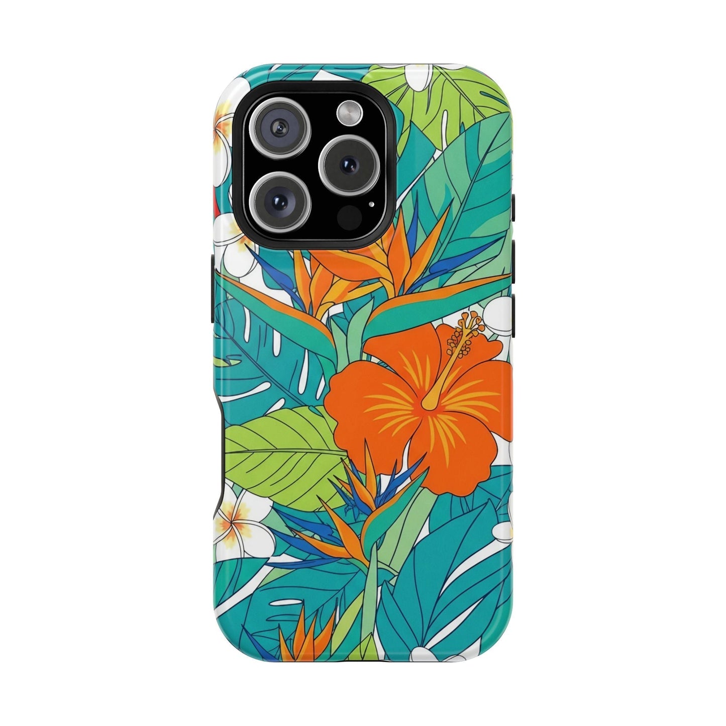Vibrant Floral iPhone Case with colorful tropical flower design and durable polycarbonate protection