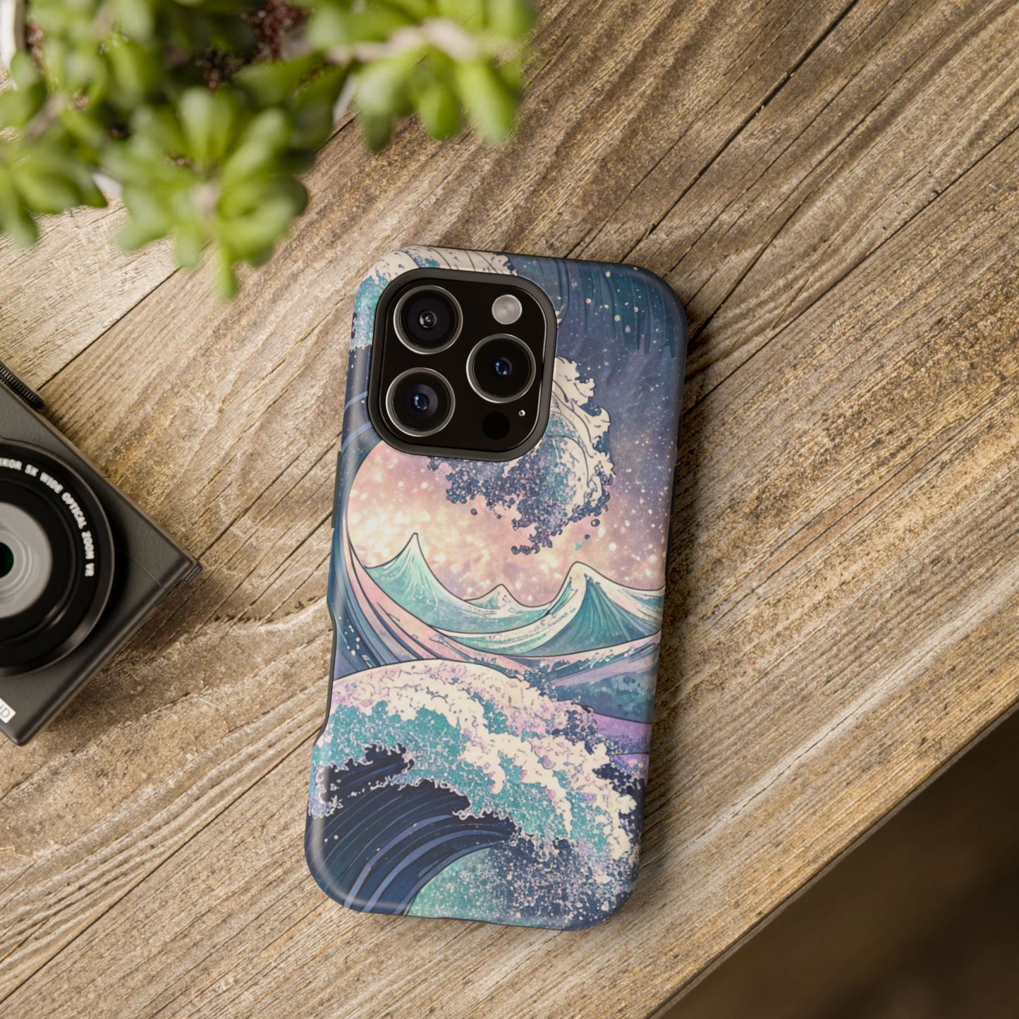 iPhone case with Crashing Waves Design, MagSafe compatible protective cover with ocean wave artwork