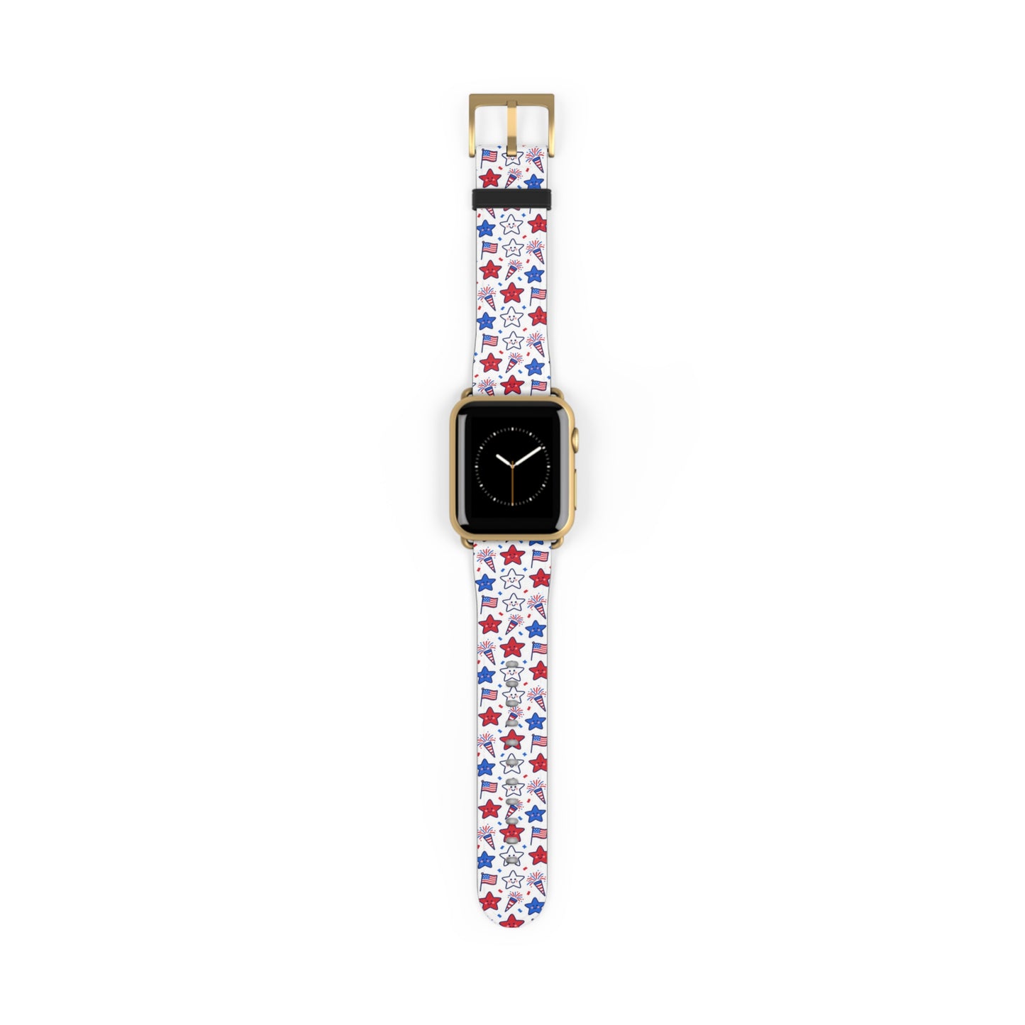 Kawaii 4th of July Apple Watch Band – Cute Patriotic Faux Leather Strap for Apple Watch Series 1–9, SE & Ultra