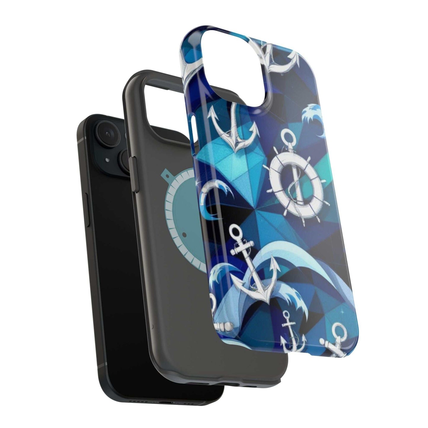 Nautical Anchors iPhone Case with maritime design, durable dual-layer protection, and MagSafe compatibility.
