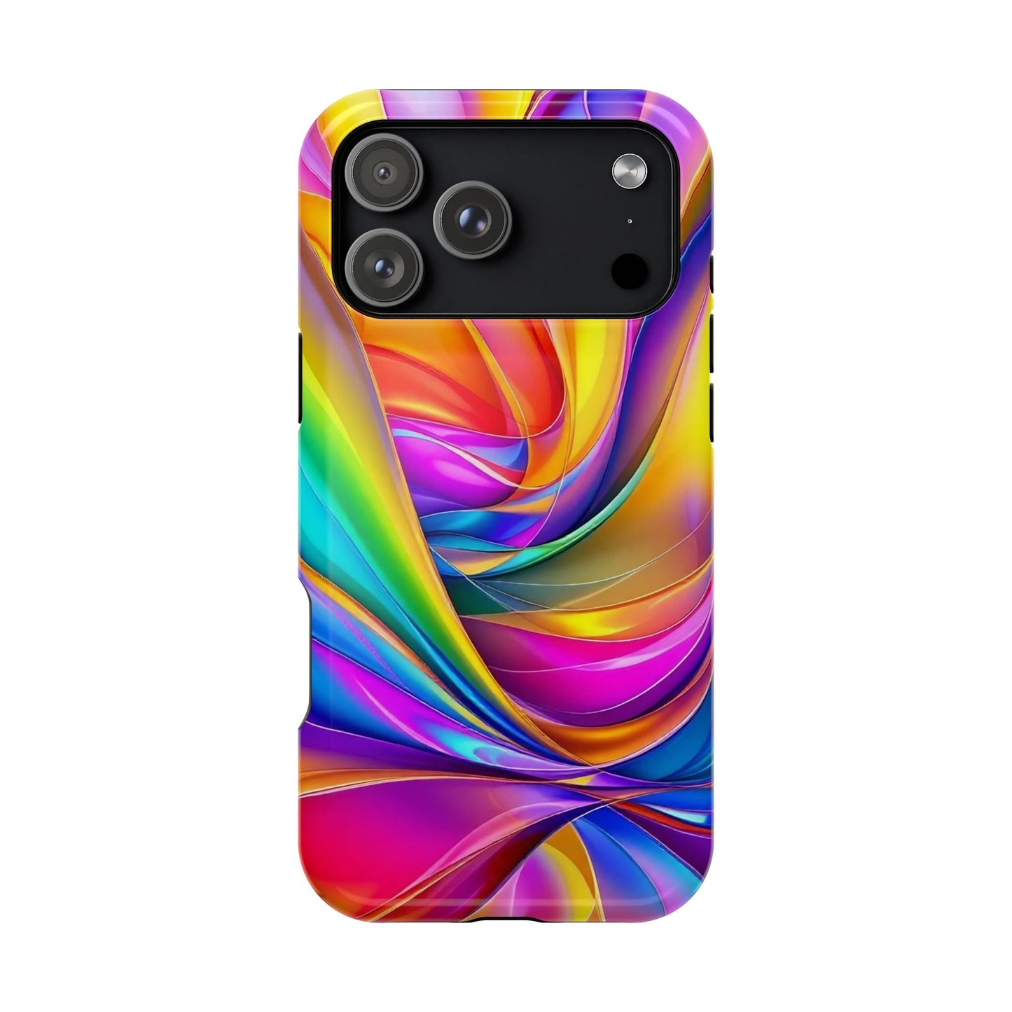 iPhone case with vibrant Deconstructed Rainbow Wave design and dual-layer tough protection