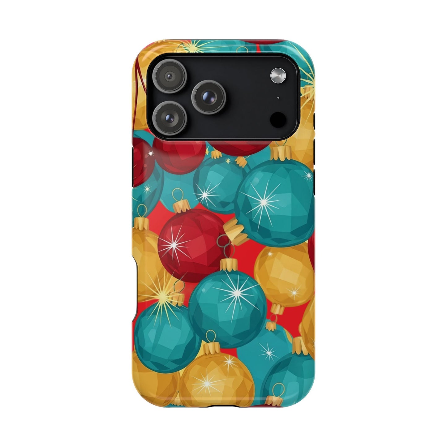 iPhone case with colorful Christmas Tree Sparkle Bulbs pattern for festive holiday phone protection