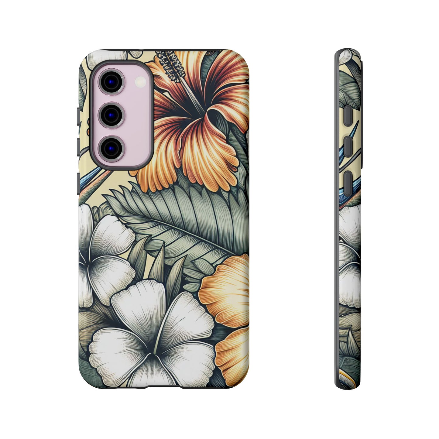 Golden Tropical Floral Design Samsung Phone Case