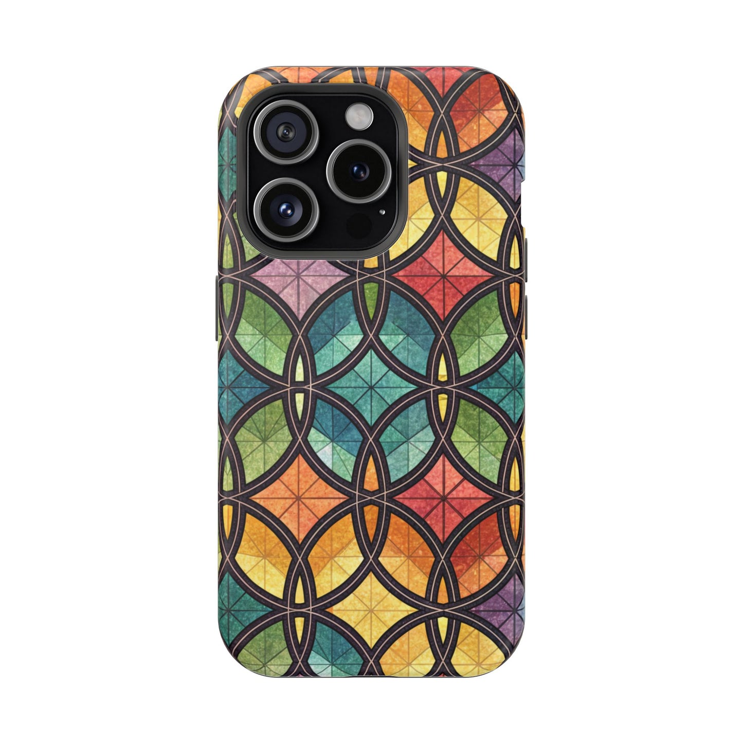 Rainbow Stain Glass iPhone Case – Durable MagSafe® Tough Phone Cover with Colorful Artistic Design