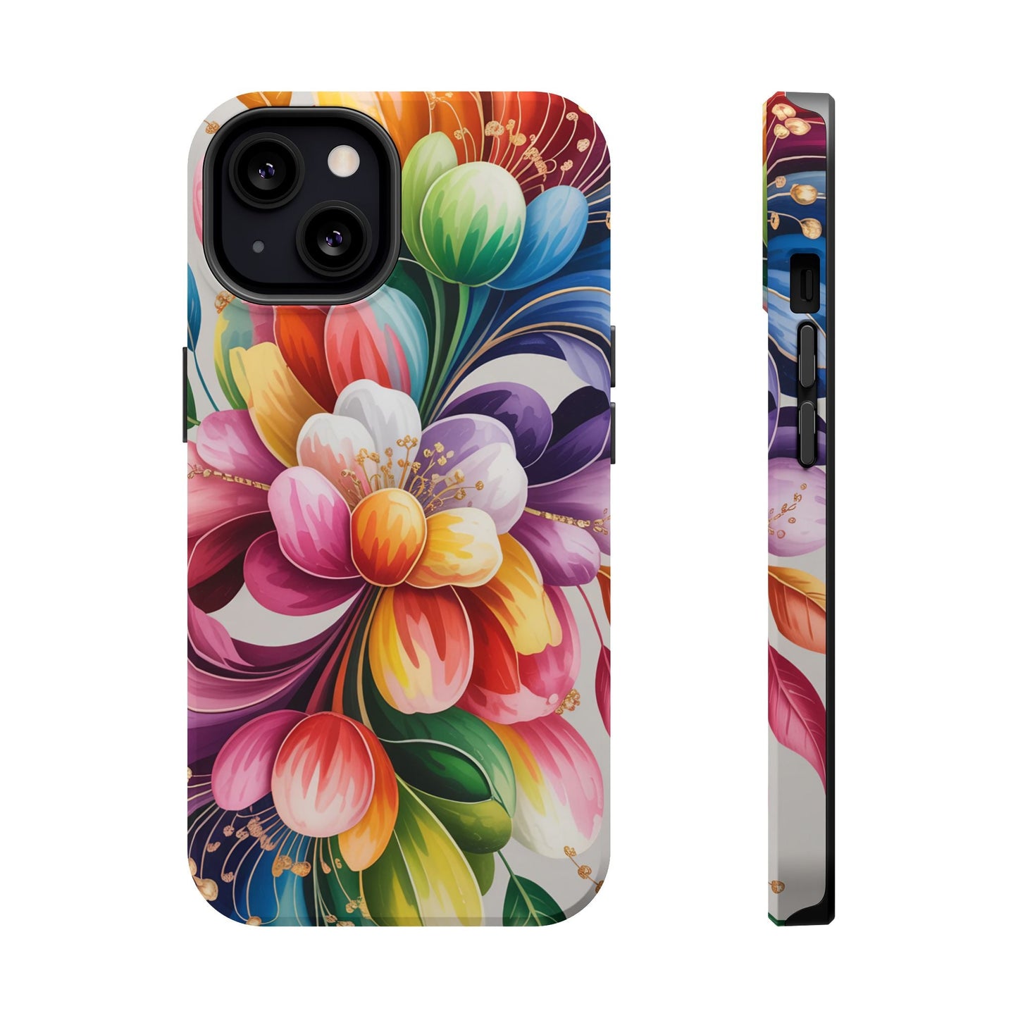 Vibrant floral iPhone case with durable dual-layer protection and MagSafe compatibility