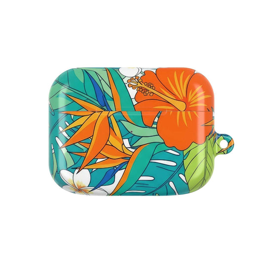 Vibrant Floral AirPod Case with colorful tropical flower pattern and protective polycarbonate material