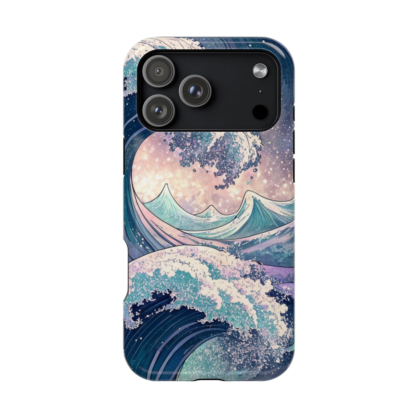 iPhone case with Crashing Waves Design, magnetic MagSafe® compatible, dual-layer protective cover in glossy or matte finish