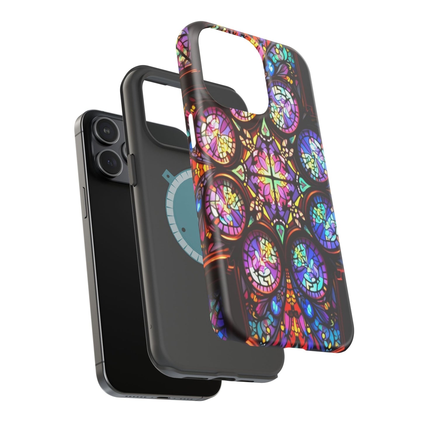 Colorful Hypnotic Stain Glass iPhone tough case with vibrant stained-glass design and durable dual-layer protection