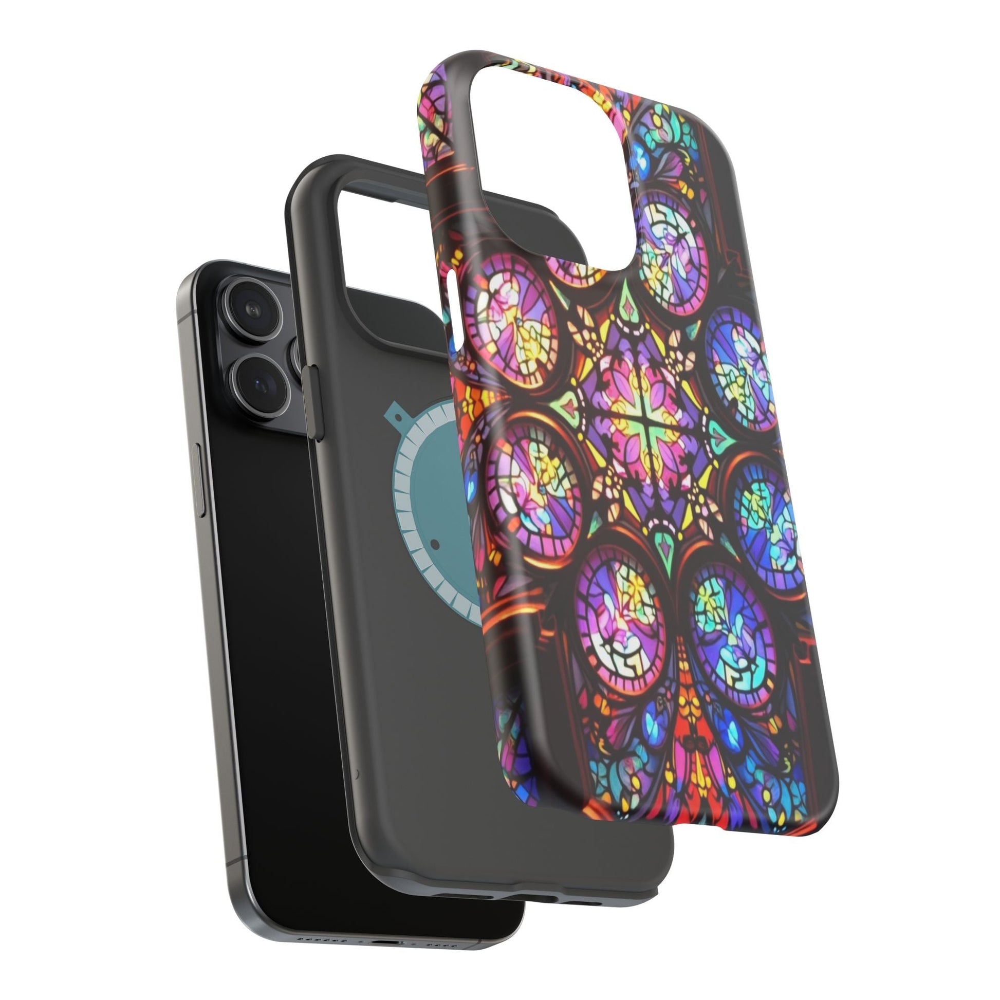 Colorful Hypnotic Stain Glass iPhone tough case with vibrant stained-glass design and durable dual-layer protection