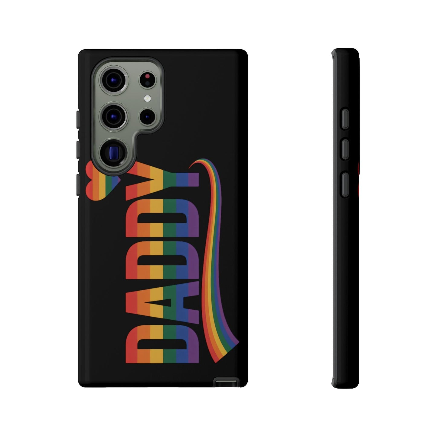 Samsung Tough Case with LGBT inspired rainbow "DADDY" design for Samsung Galaxy phone, durable and impact-resistant protection