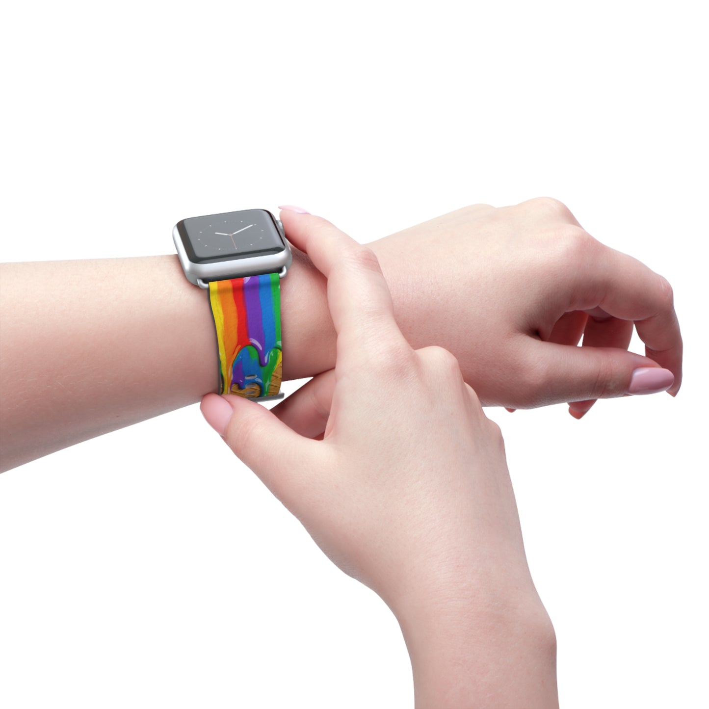 Waffle Rainbow Drip Apple Watch Band Colorful Faux Leather Strap