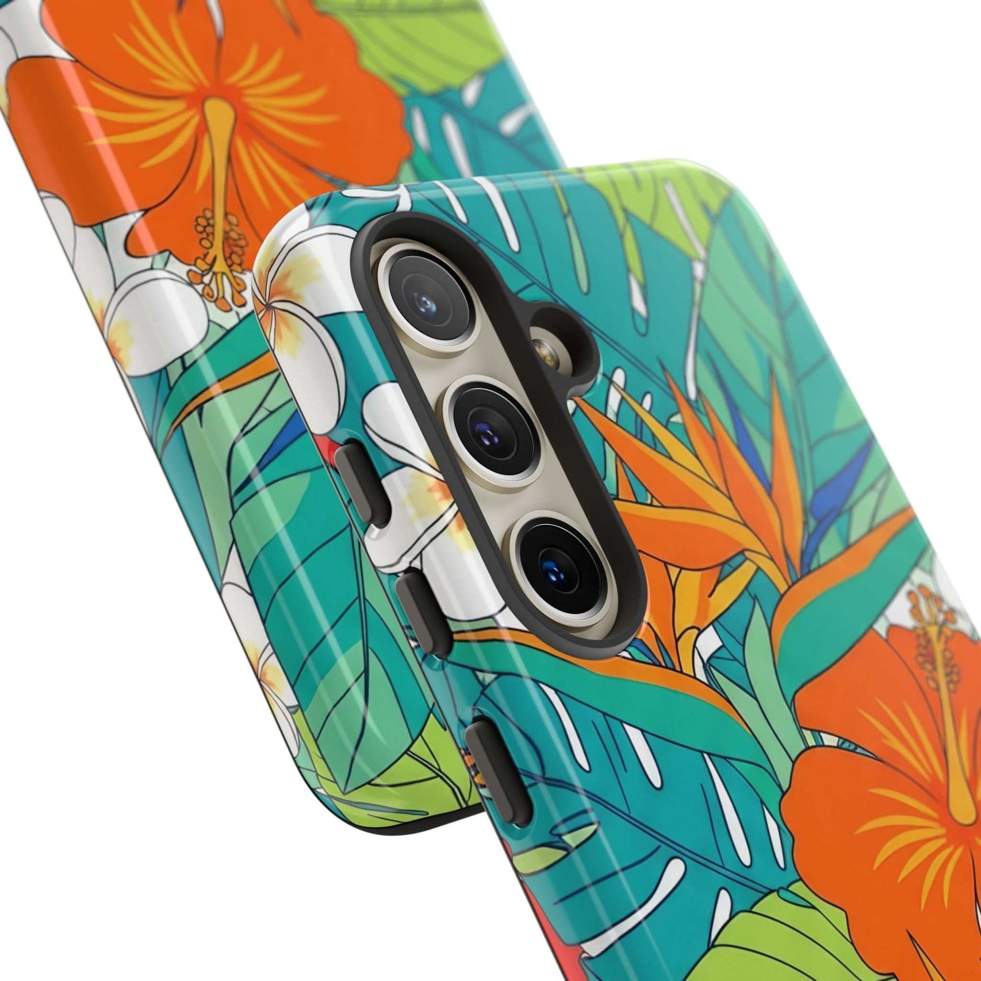 Vibrant floral Samsung phone case with dual-layer protection and shock absorption