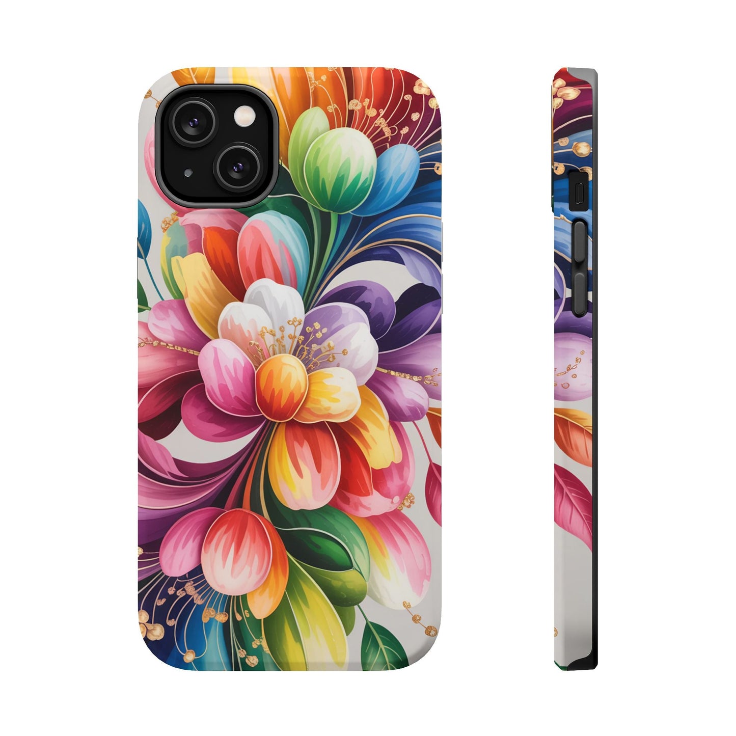 Vibrant Floral iPhone Case with dual-layer protection, colorful photo-realistic design, and MagSafe compatibility.