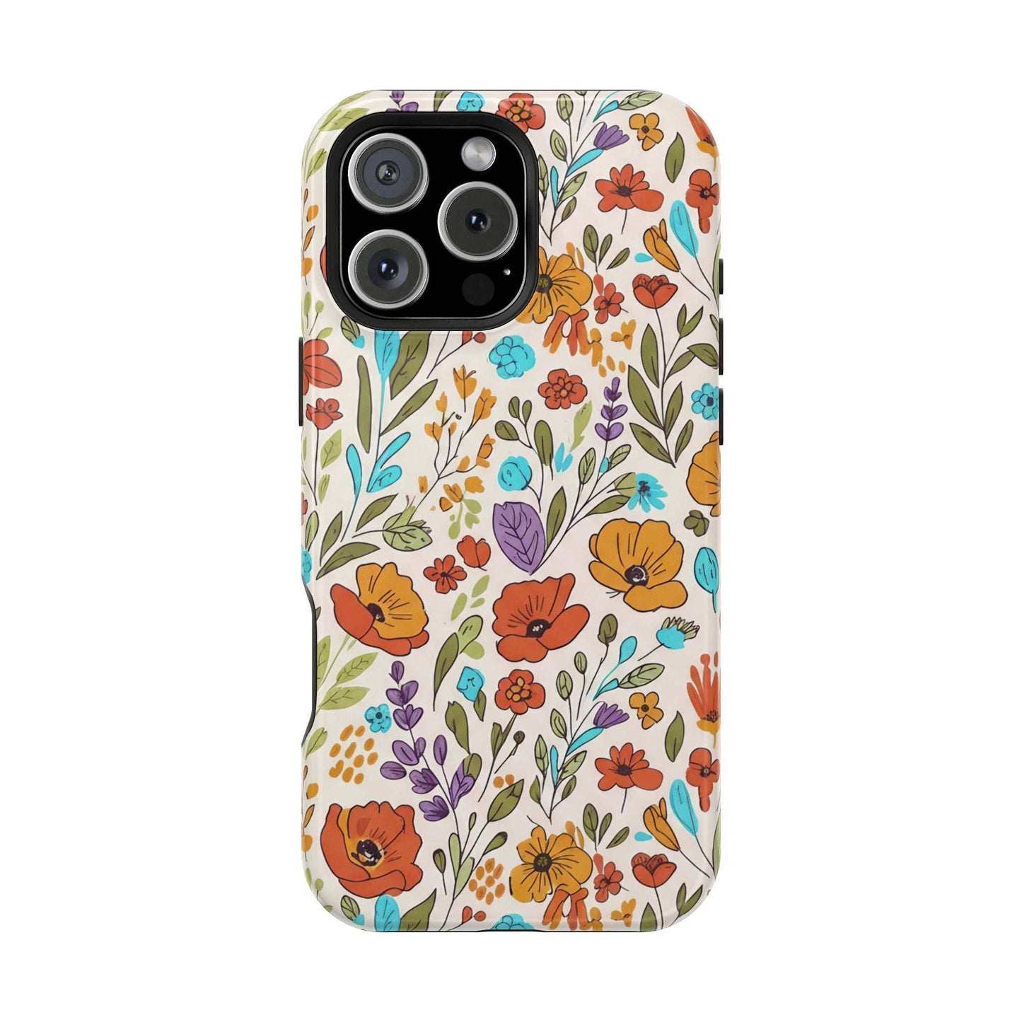 Floral Drawing iPhone Case — Magnetic Impact-Resistant Phone Cover