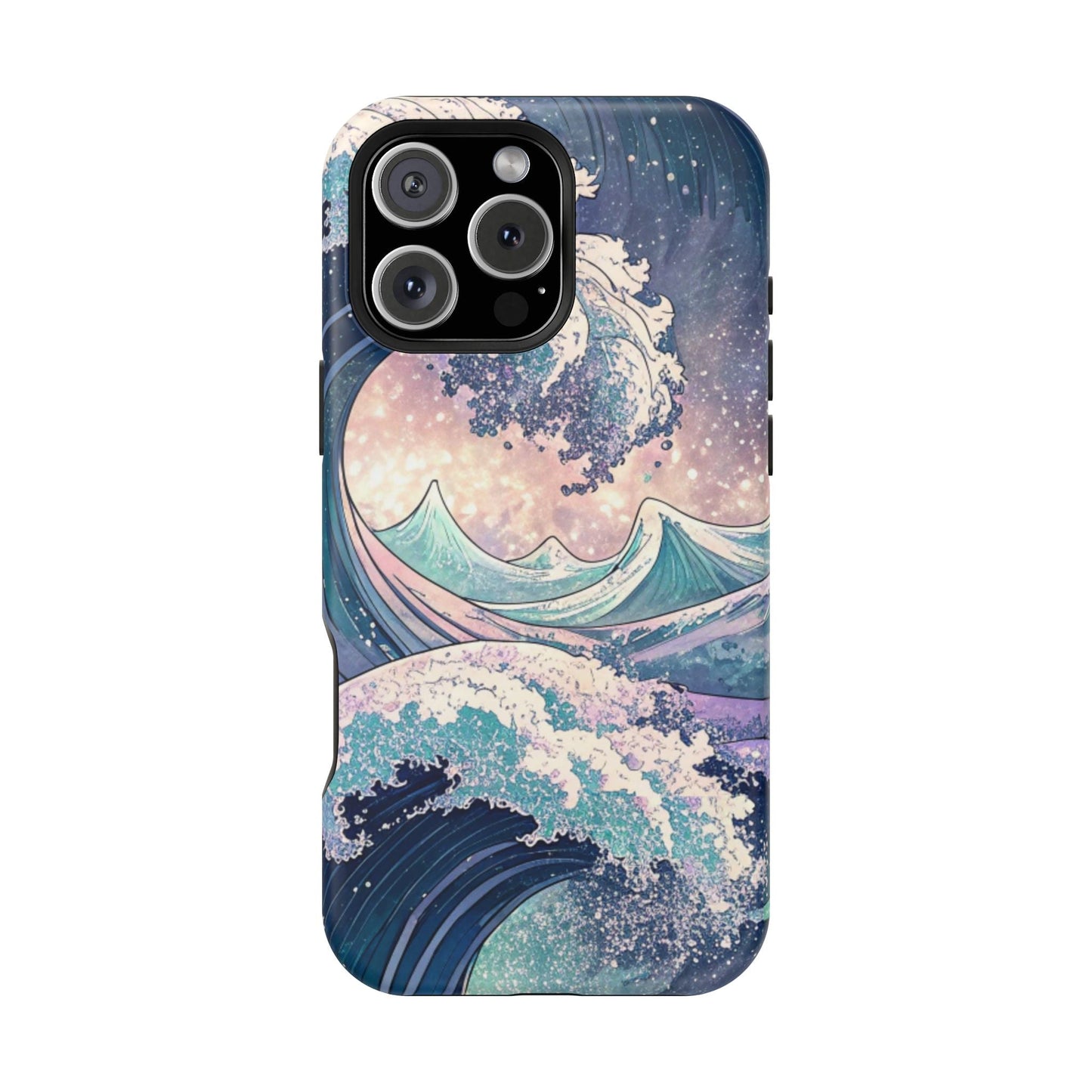 Crashing Waves Design iPhone case with ocean wave art, MagSafe compatible protective cover