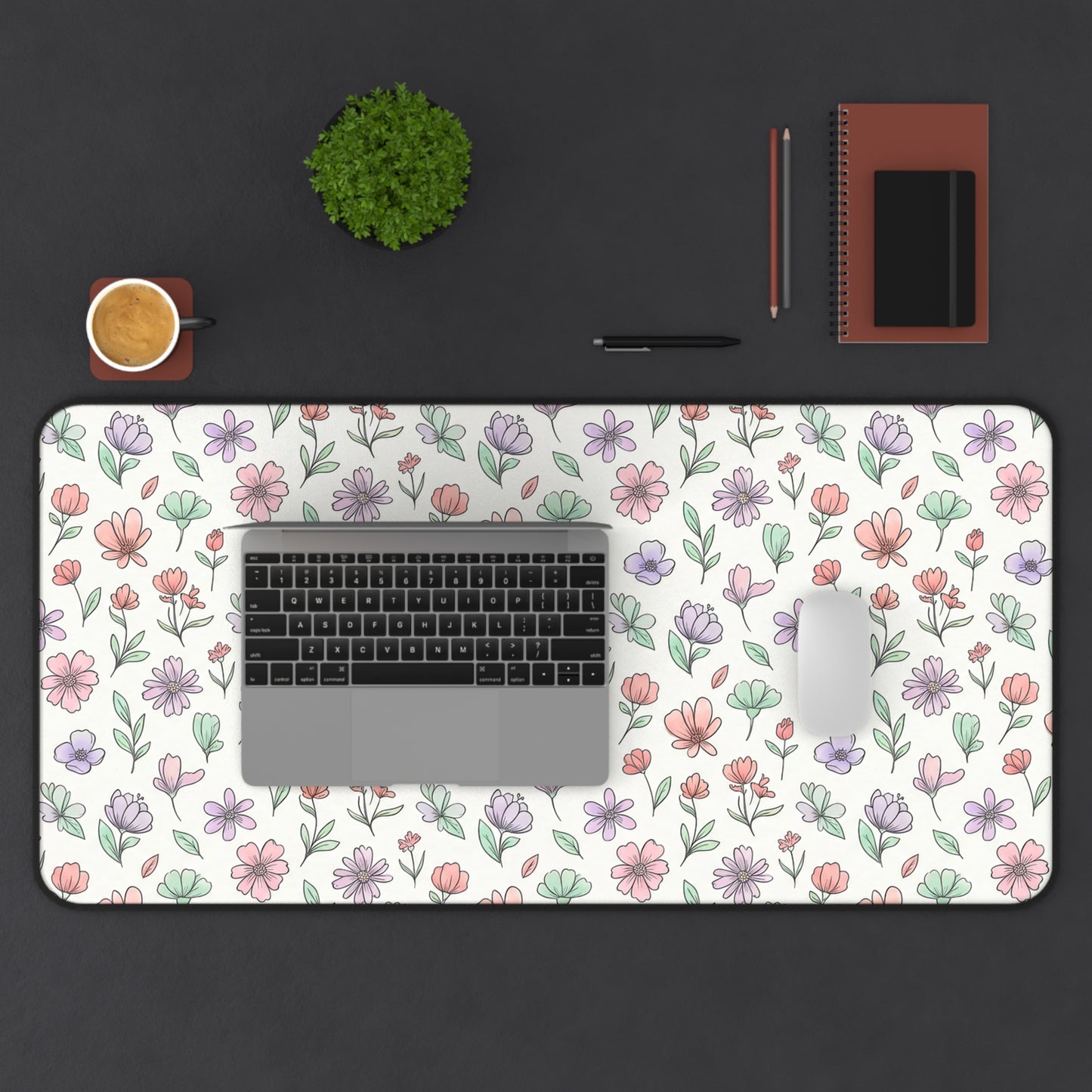 Artistic Floral Desk Mat — Botanical Flower Mouse Pad