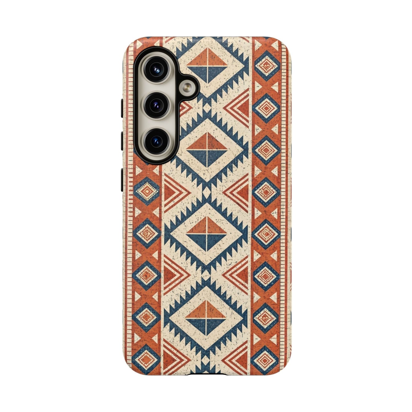 Tribal design Samsung phone case with geometric 3D printed pattern in earthy tones for durable protection