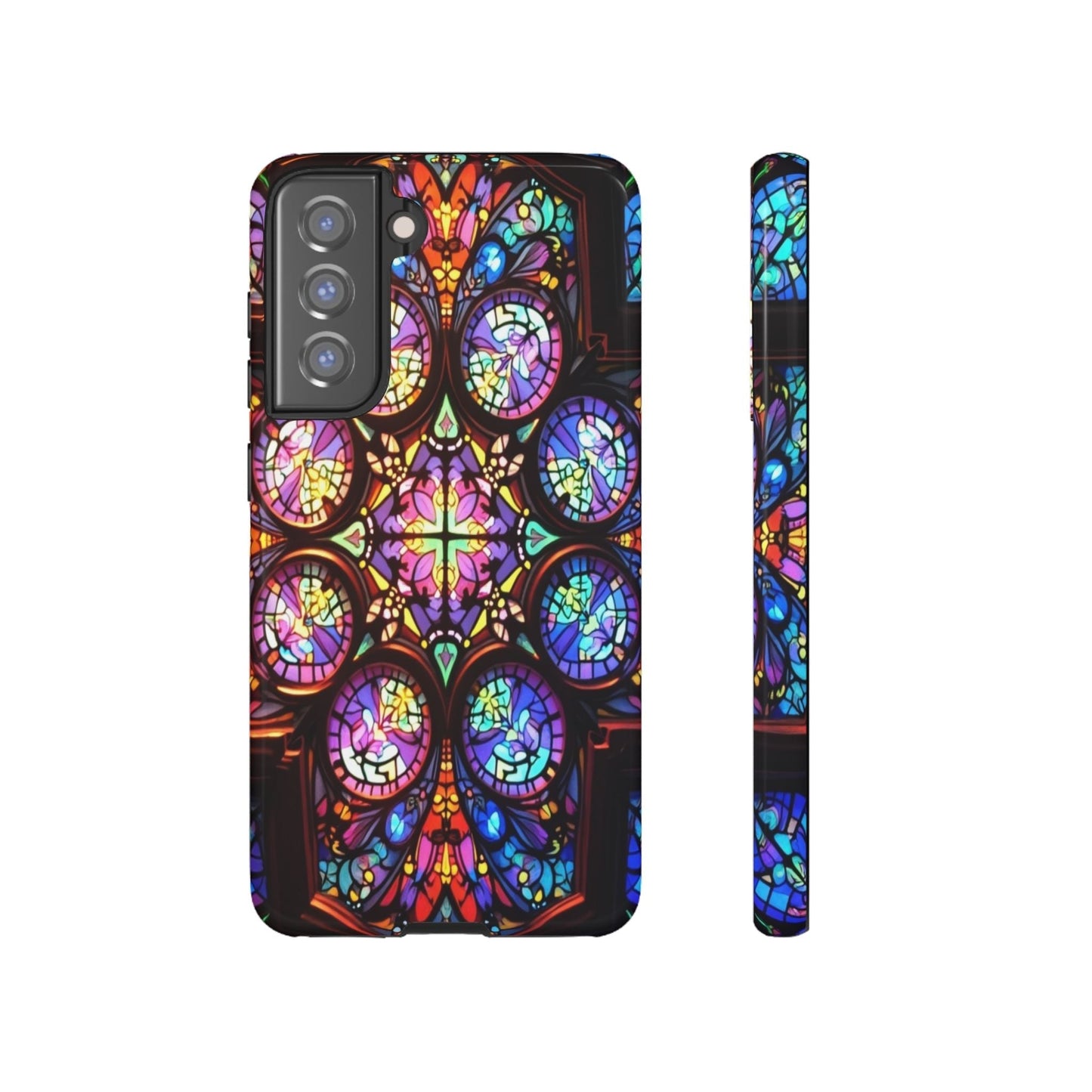 Colorful Hypnotic Stain Glass Samsung Galaxy phone case with vibrant stained glass pattern and durable protection
