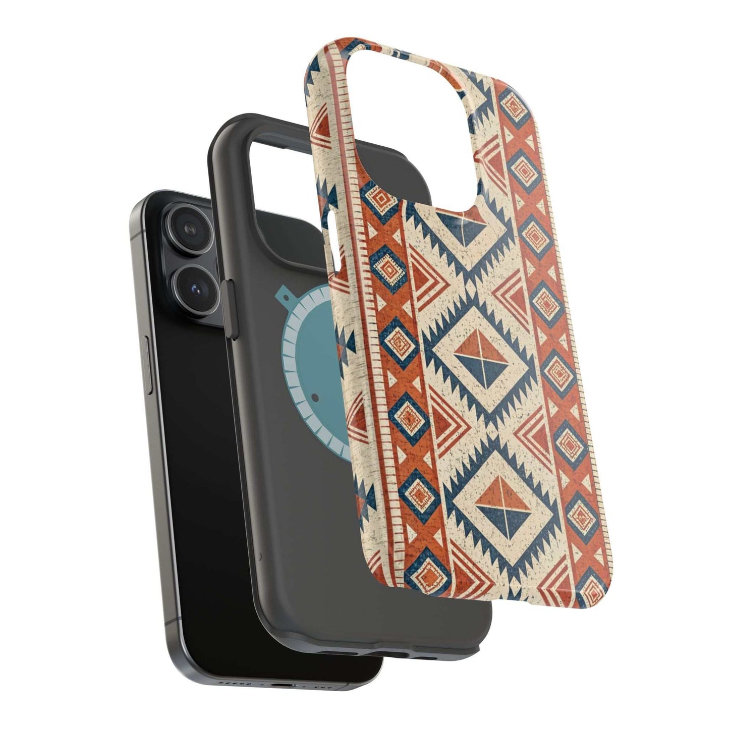 Tribal inspired pattern magnetic tough iPhone case with durable dual-layer protection and MagSafe compatibility