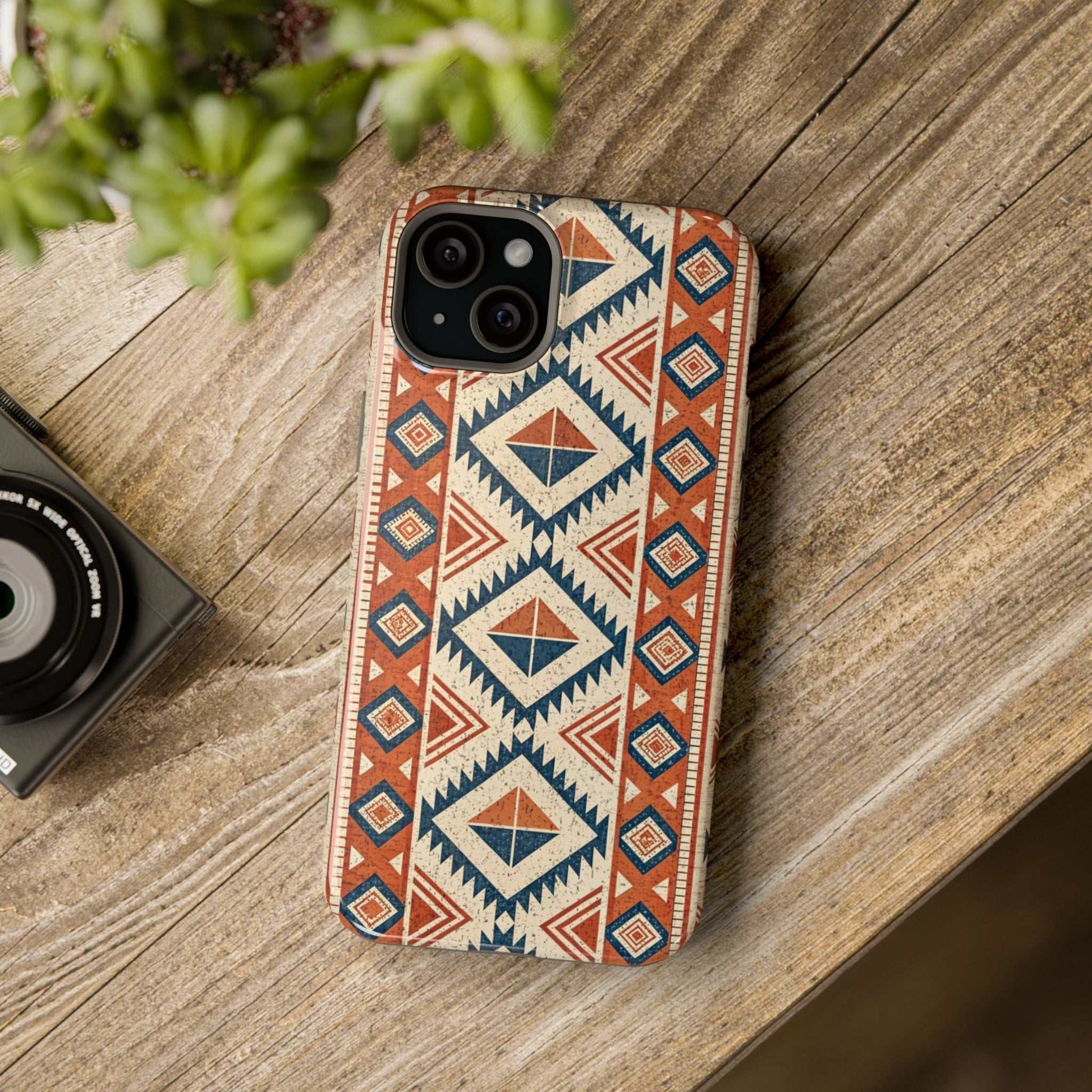 Tribal inspired pattern iPhone magnetic tough case with durable dual-layer protection and vibrant geometric design