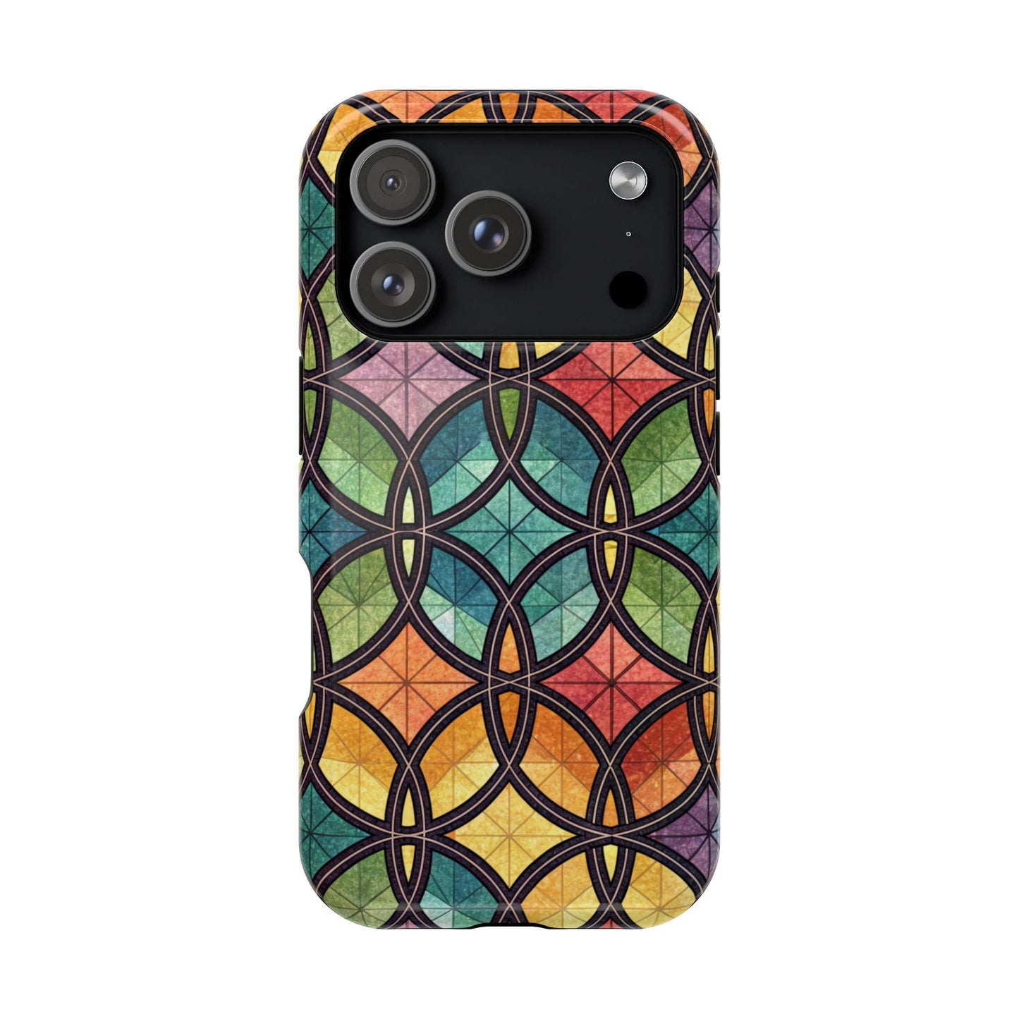 Rainbow Stain Glass iPhone Case – Durable MagSafe® Tough Phone Cover with Colorful Artistic Design