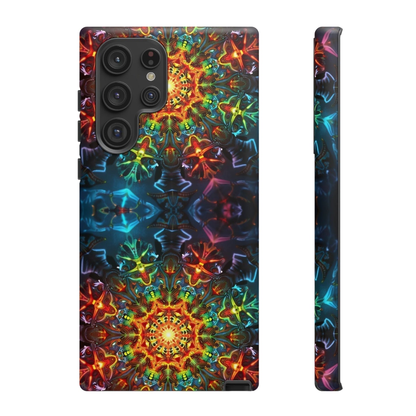 Abstract Kaleidoscope Samsung phone case with vibrant multicolor kaleidoscopic pattern and protective slim design.