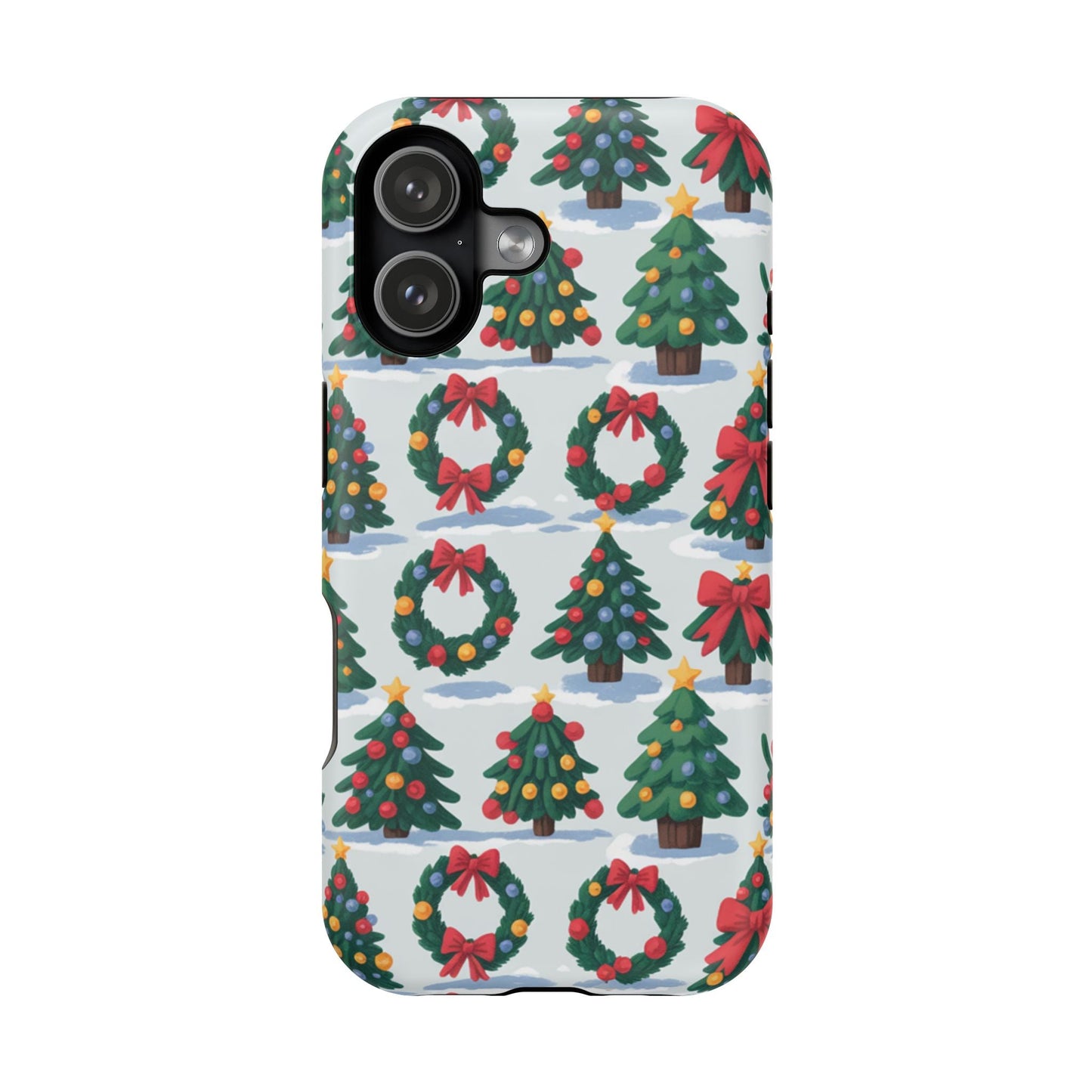 iPhone case with festive Holiday Tree and Wreath pattern for Christmas protection and style