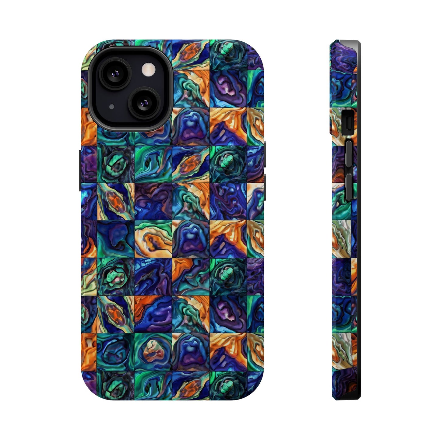 Abstract Purple & Green Seascape Magnetic Impact-Resistant iPhone Case