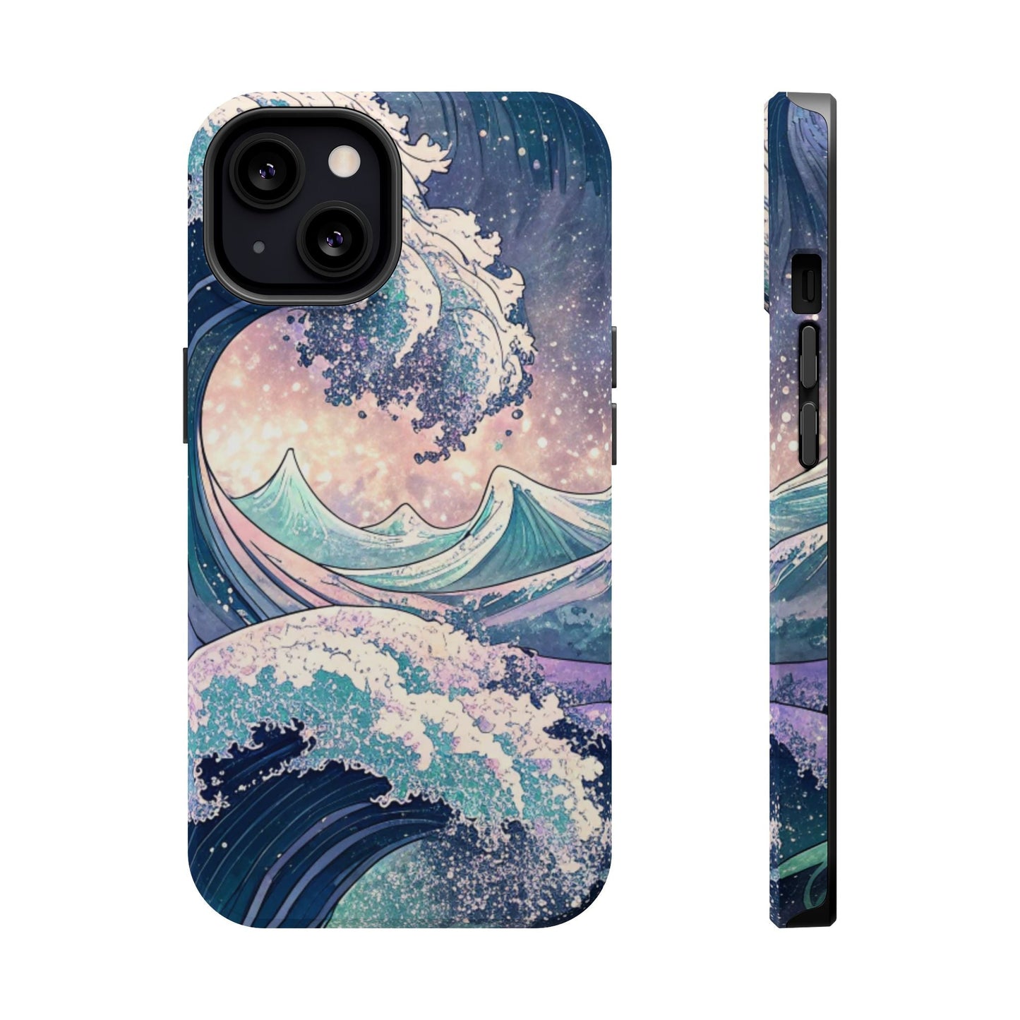 iPhone case with Crashing Waves Design featuring ocean wave artwork, magnetic MagSafe® compatible tough protective cover