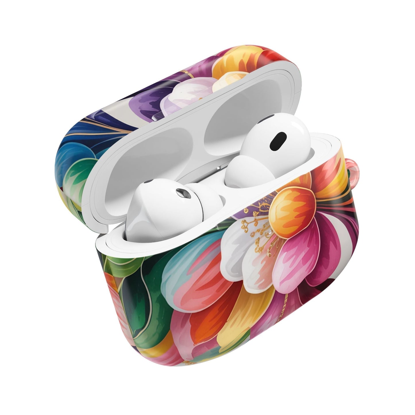 Floral inspired colorful AirPod case with polycarbonate material and gloss finish for AirPods protection