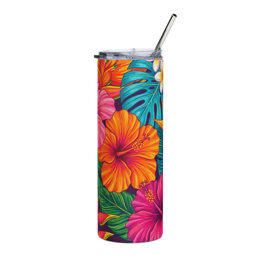 Vibrant Tropical Floral Stainless Steel Tumbler