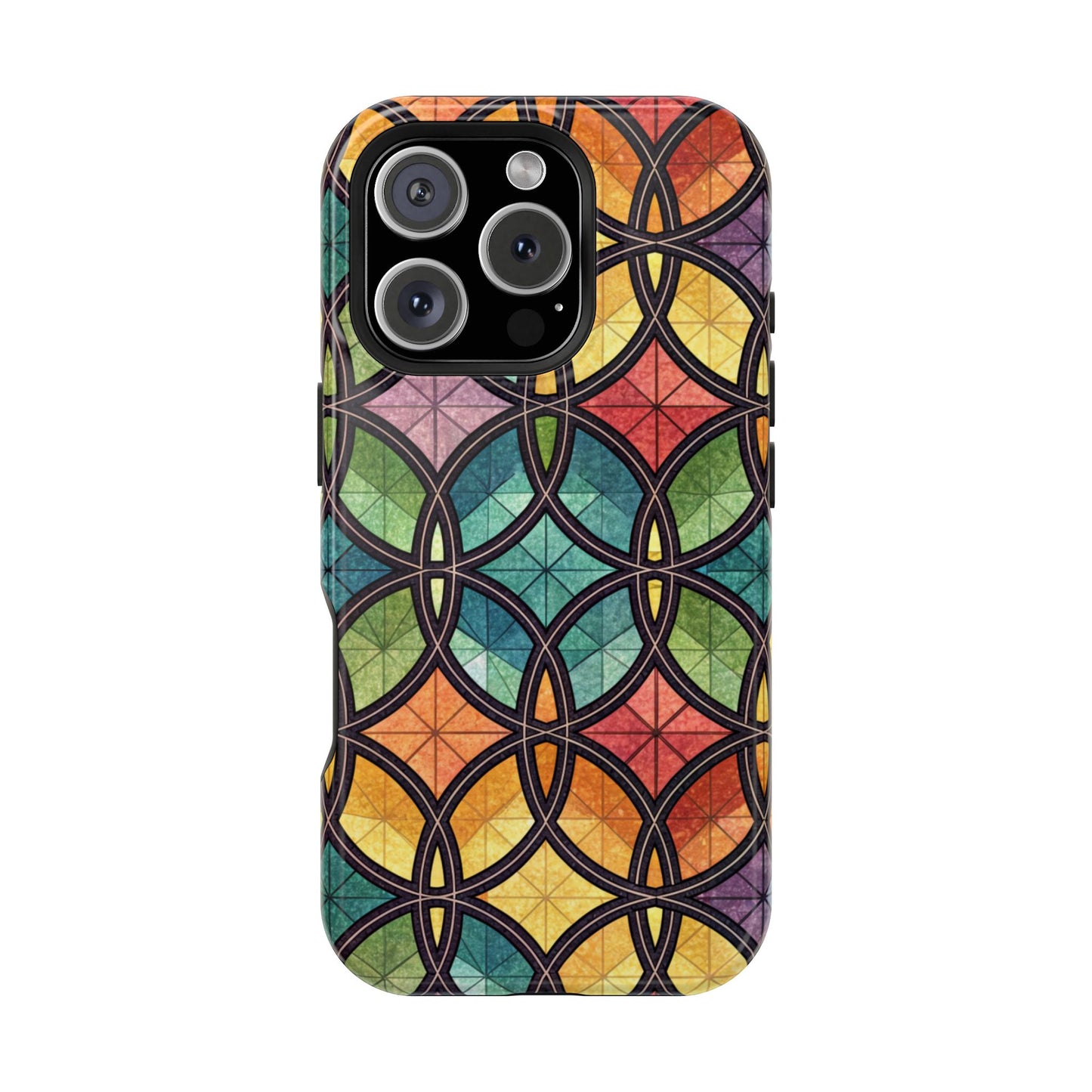 Rainbow Stain Glass iPhone Case – Durable MagSafe® Tough Phone Cover with Colorful Artistic Design