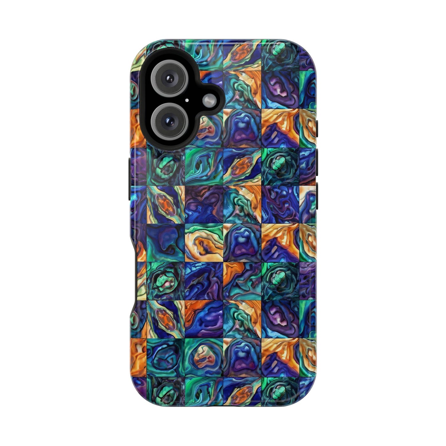 Abstract Purple & Green Seascape Magnetic Impact-Resistant iPhone Case
